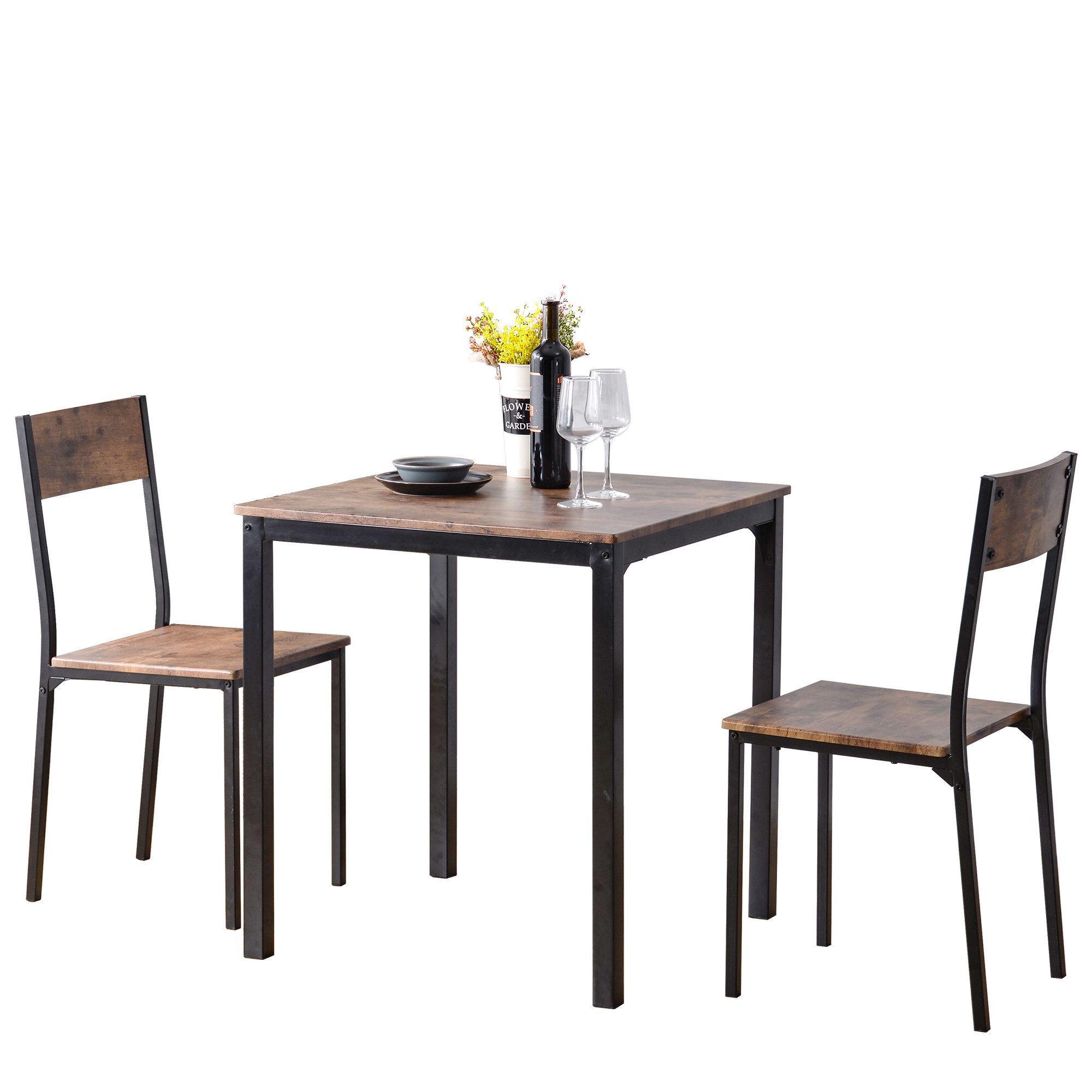 HAUSS SPOLE Sitzgruppe Essgruppe mit Esstisch und Стулья Кухни Esstisch Set, Vintagebraun Beschreibung für Balkon & Esszimmer & Wohnzimmer