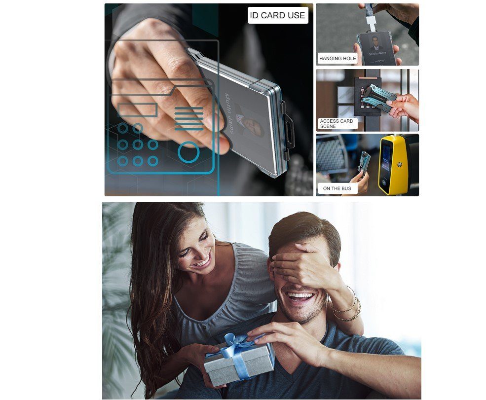 15 Ultradünne Geldbörse Brieftasche hält Dünnes Aluminium-Metall-Geldclip 1 minimalistische YOCKTECH - auf. Cash-Clip Mini Karten), Geldbörse mit klaren RFID-Blockierung, Fenster-ID-Abzeichenhalter, Herren (mit