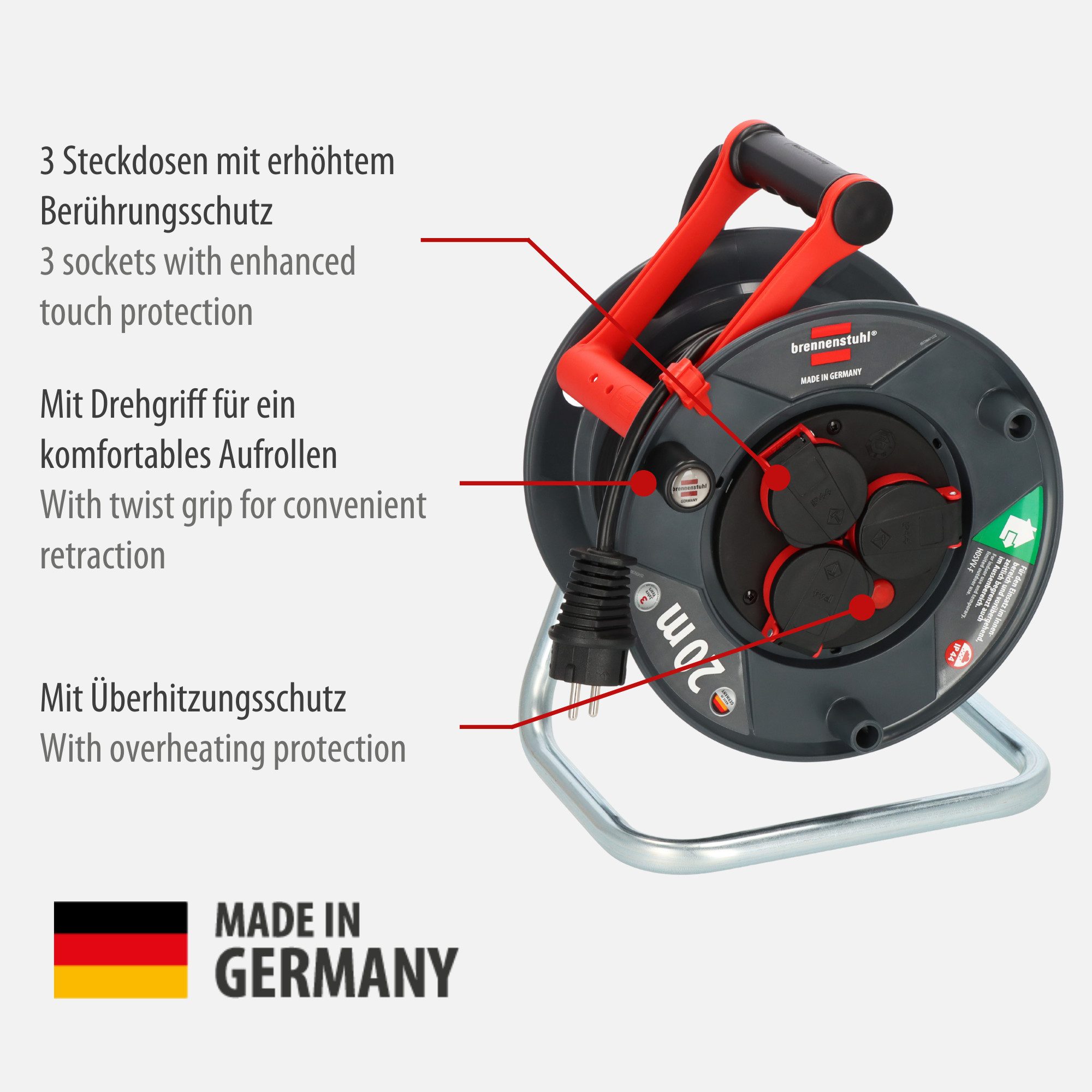 Brennenstuhl Garant V2 IP44 outdoor (Made in Germany) Kabeltrommel 3-fach ( günstig online kaufen