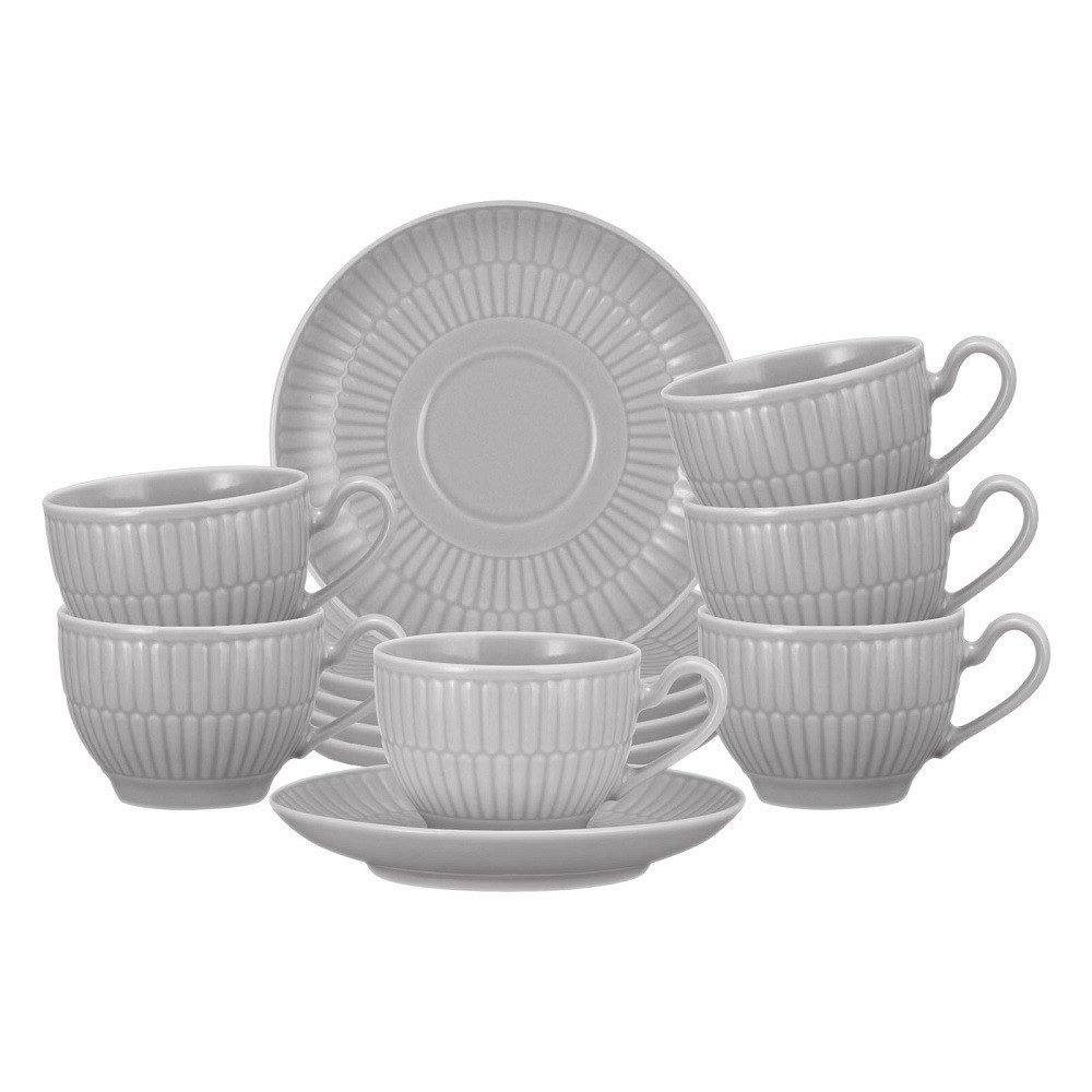 Seltmann Weiden Espressotasse Seltmann Weiden Amina silbergrau Espressotasse + Untertasse 6er Set, Porzellan
