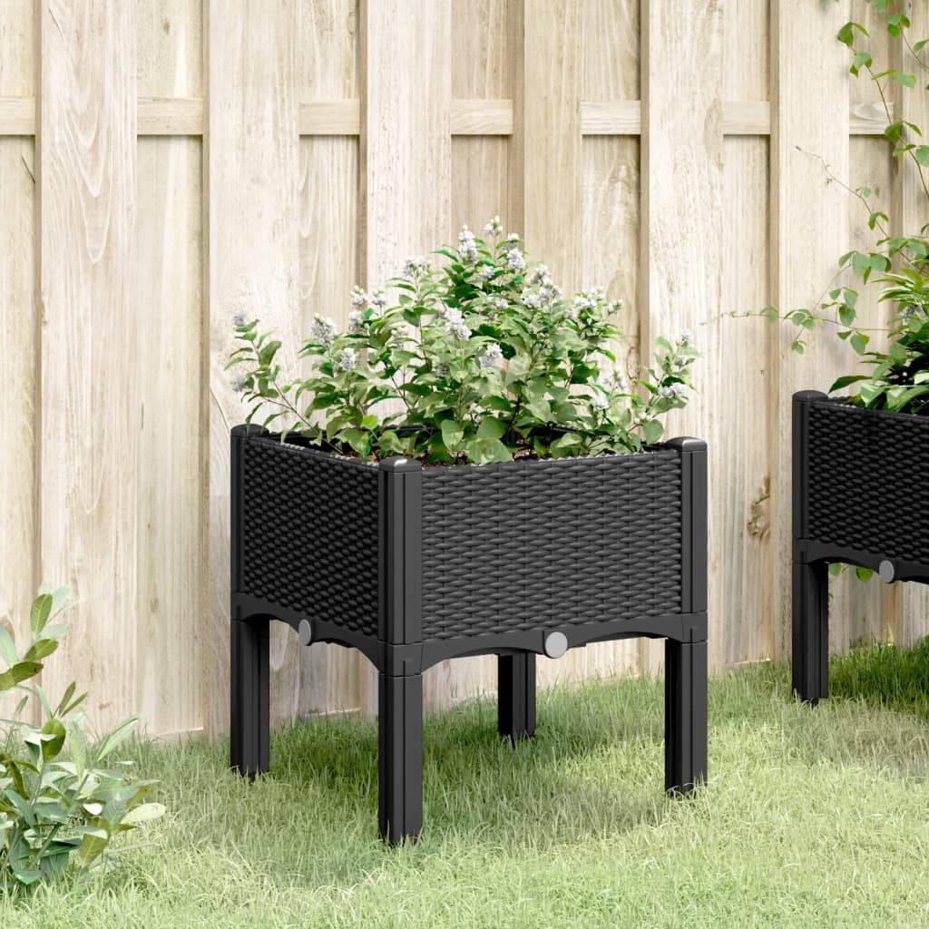 vidaXL Blumentopf Pflanzkasten mit Beinen Schwarz günstig online kaufen
