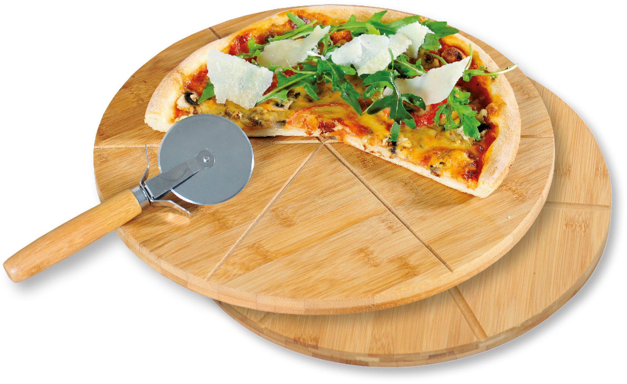 inkl. Bambus Pizzaschneider, for Schneidebrett, KESPER & Holz, aus 3-St), kitchen FSC-zertifiziertem Edelstahl, home (Set,