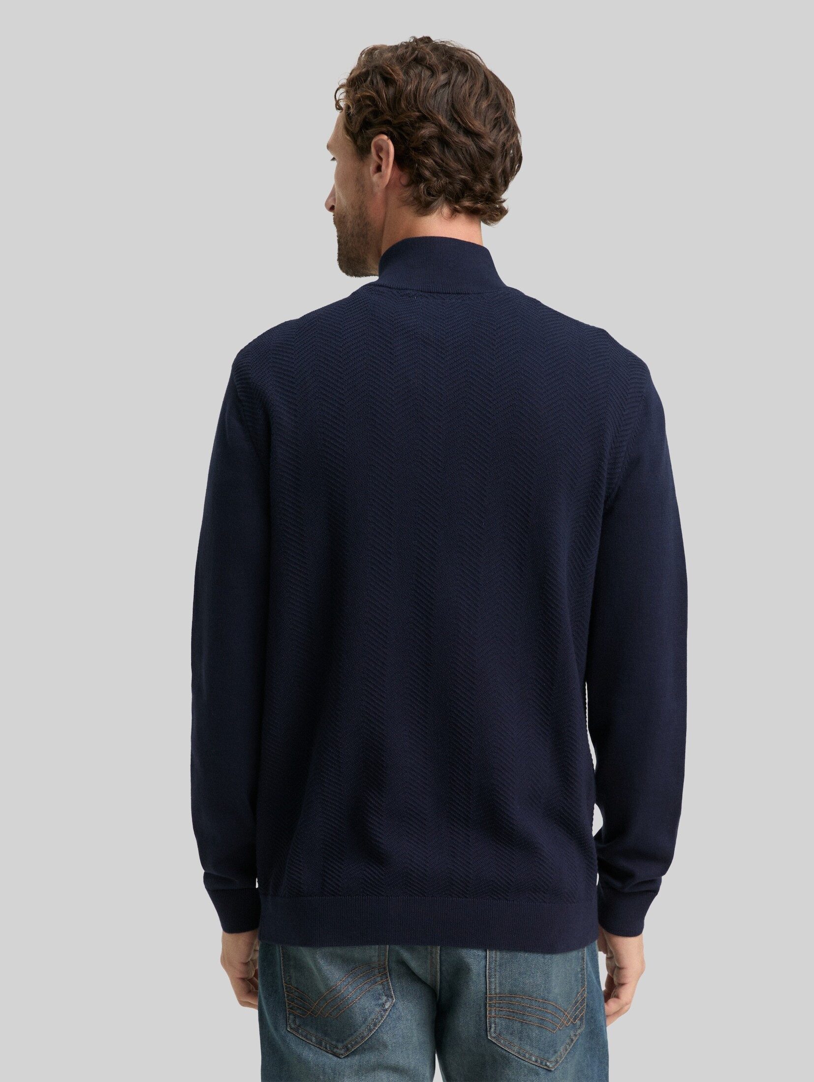 TOM TAILOR Strickpullover Pullover & Strickjacken Troyer Strickpullover mit Fischgrät-Struktur