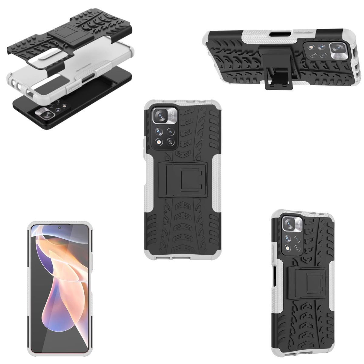 Wigento Handyhülle Für Xiaomi Redmi Note 11S / Note 11 4G Hybrid Handy Tasche Outdoor Etuis Hülle Cover Case