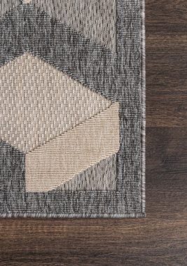 Outdoorteppich In- & Outdoor Teppich Wetterfest & UV-beständig Balkon - Beige Grau, Mazovia, 140 x 200 cm, Höhe 6 mm, Kurzflor - niedrige Florhöhe, Weich, Pflegeleicht, Flachgewebe