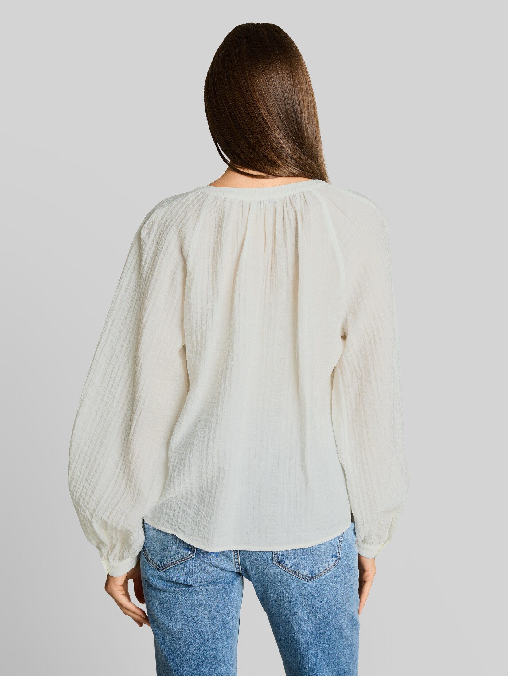 TOM TAILOR Langarmbluse Blusen & Shirts Crinkle Bluse mit Bindeband