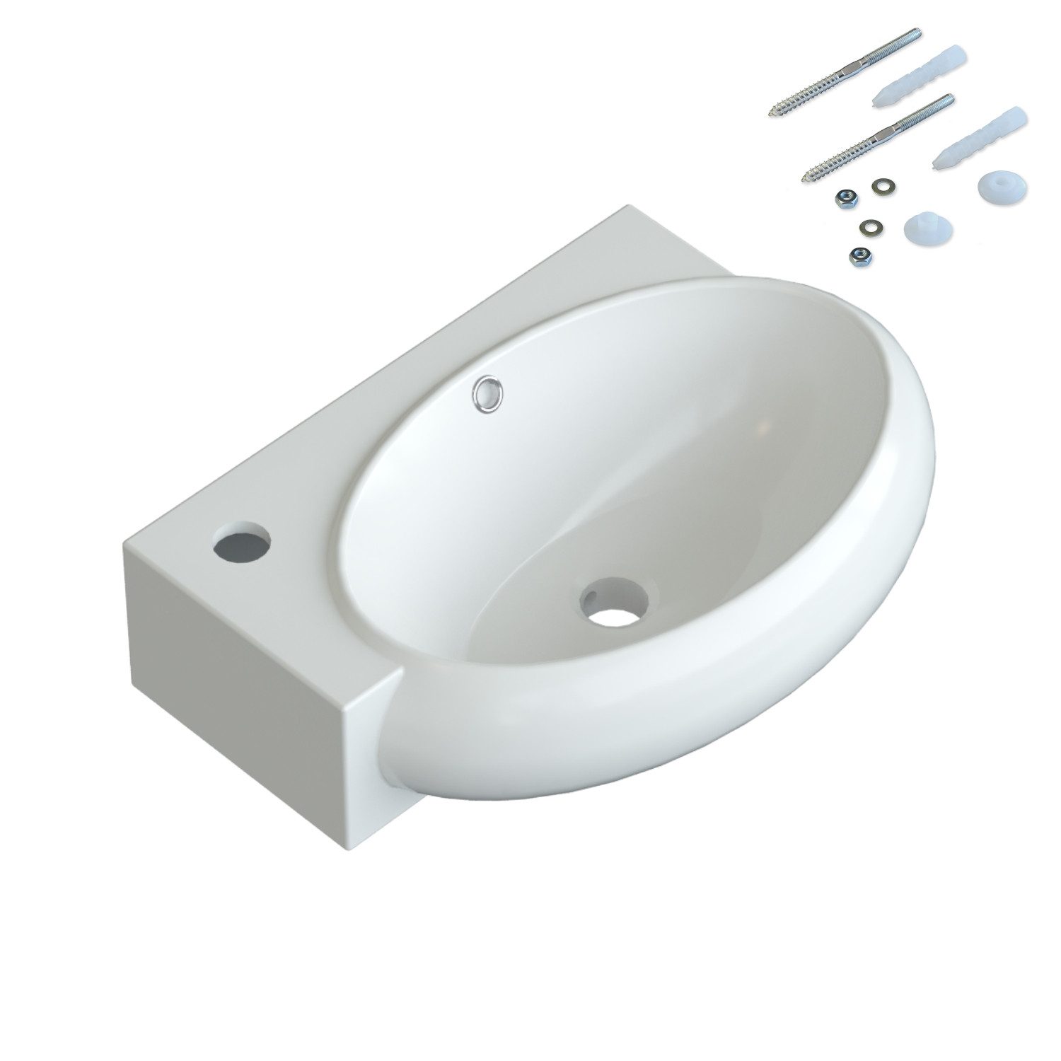 AQUABATOS Waschbecken Aufsatzwaschbecken mit/ohne Hahnloch rund oval eckig 30 40 50 60cm (Handwaschbecken Gäste wc Waschbecken klein Wandmontage ohne Unterschrank modern, mit ohne Überlauf wählbar,Ultradünner Rand), verschiedene Montagemöglichkeiten