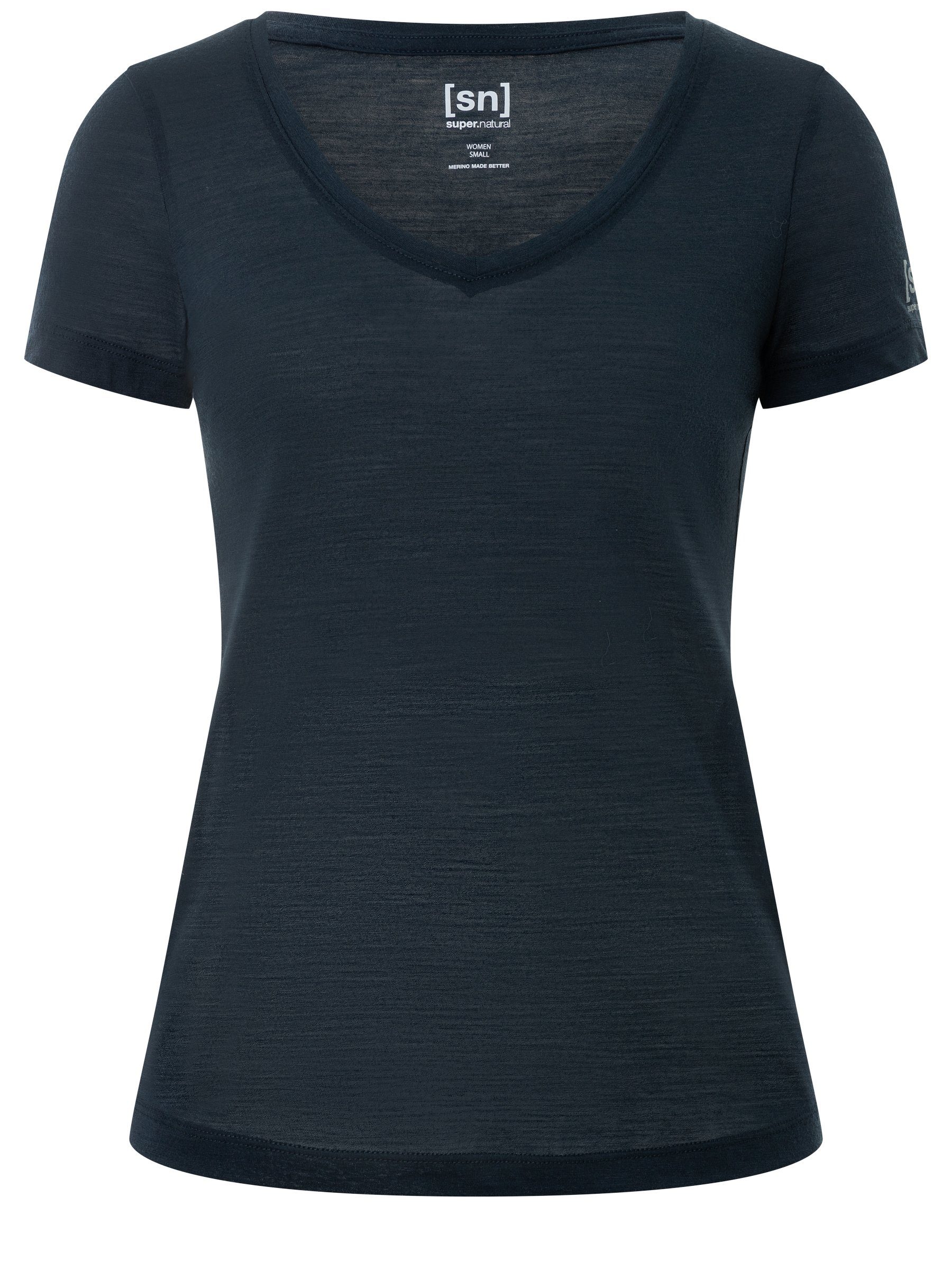 SUPER.NATURAL Funktionsshirt Merino Baselayer W SIERRA140 V NECK funktioneller Merino-Materialmix Blueberry