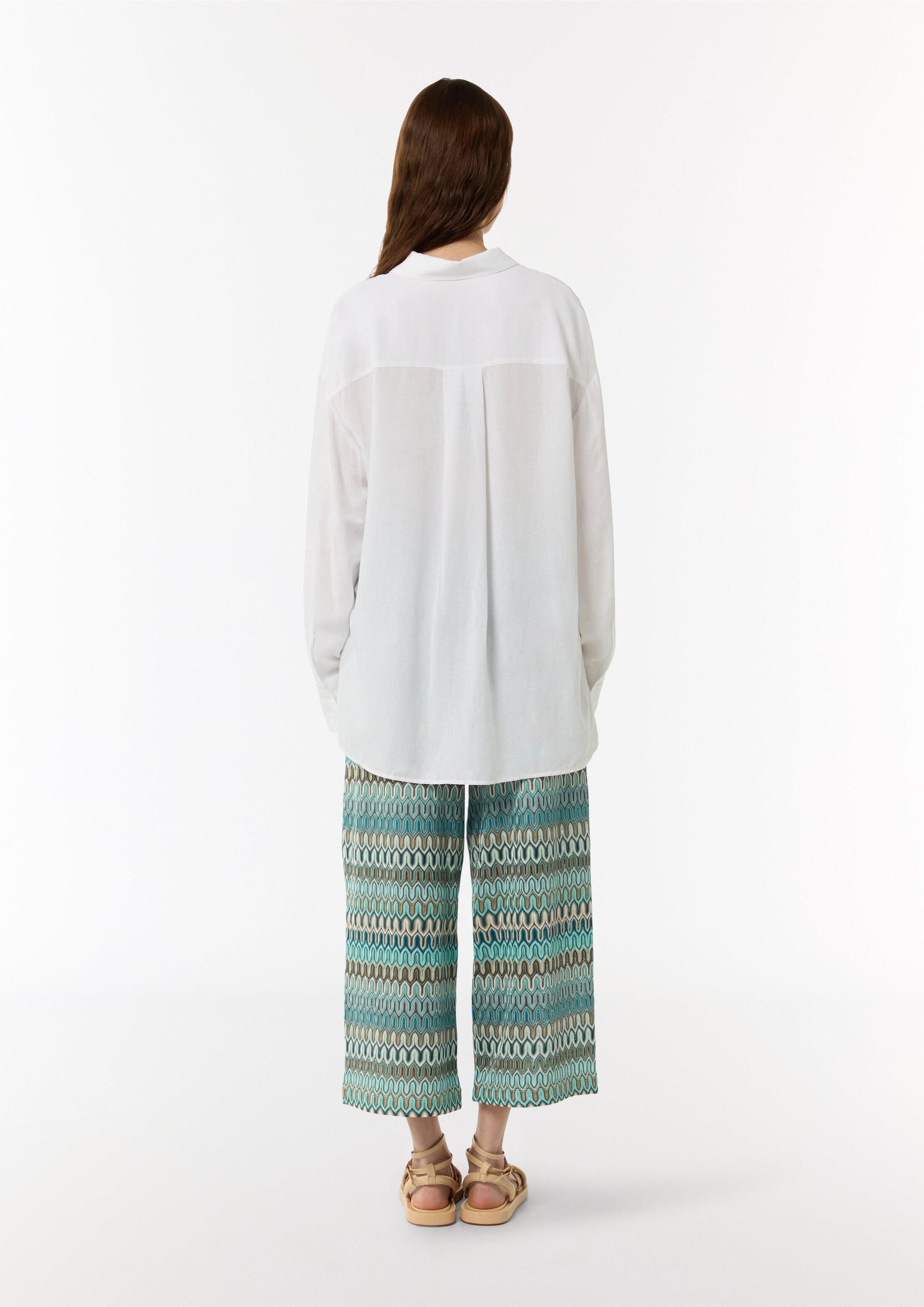 comma Langarmbluse Bluse Tunika-Bluse aus Viskose-Leinen-Mix