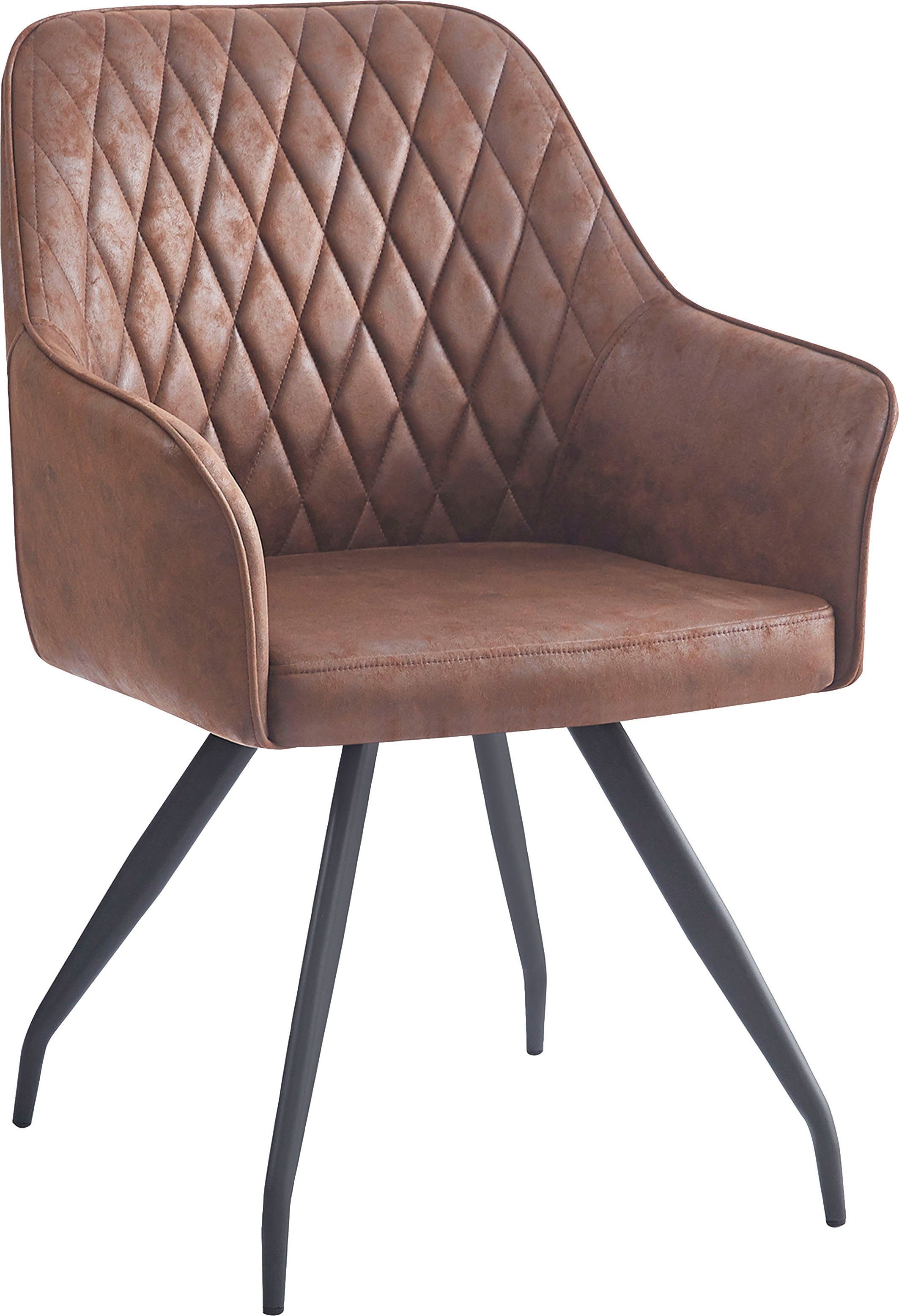 Kayoom Polsterstuhl Stuhl Amber 225 (1 St), Elegant, mit Steppung Dunkelbraun | Dunkelbraun