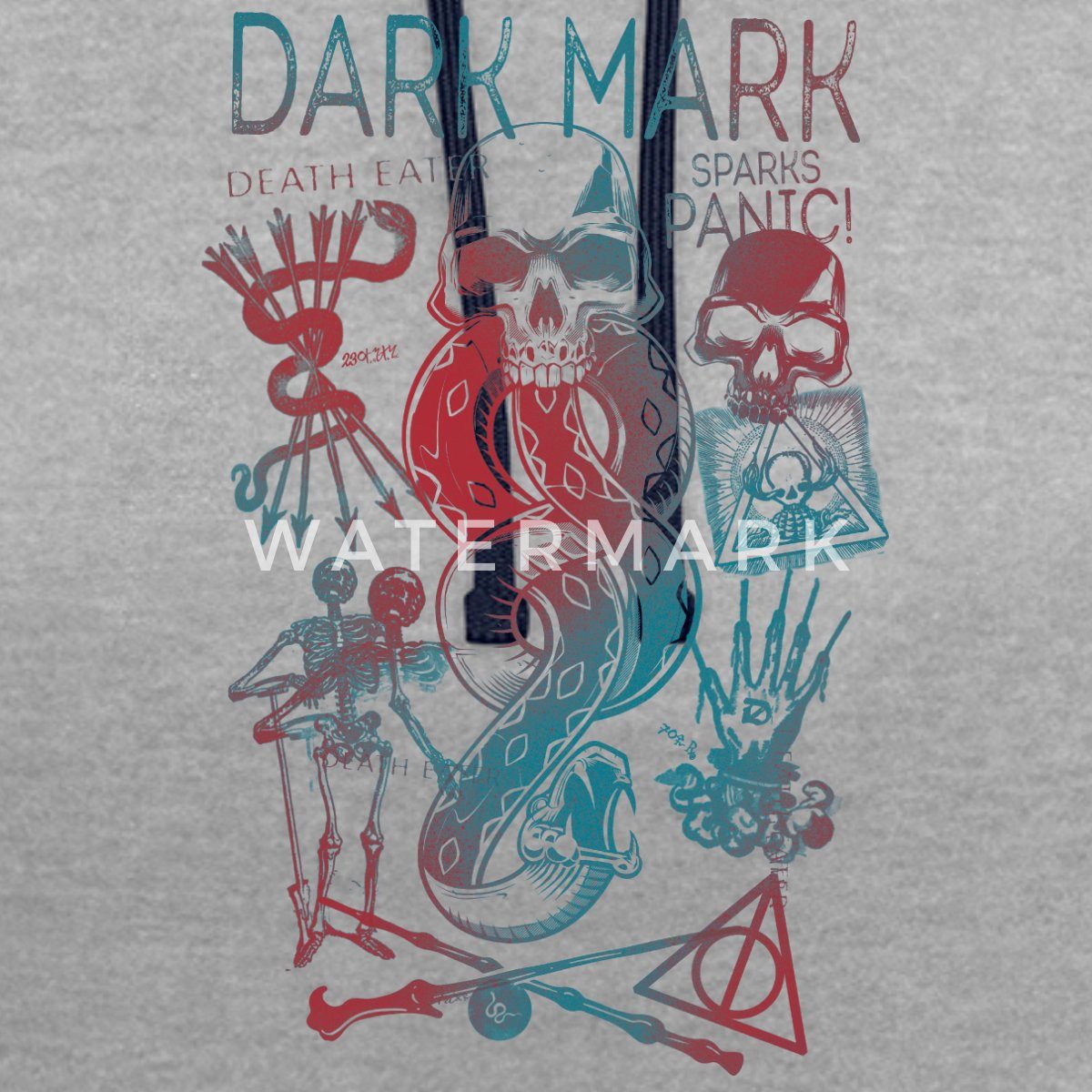 Spreadshirt Hoodie Harry Potter Dunkles Mal & Horkruxe Design Unisex Kontrast Hoodie (1-tlg)