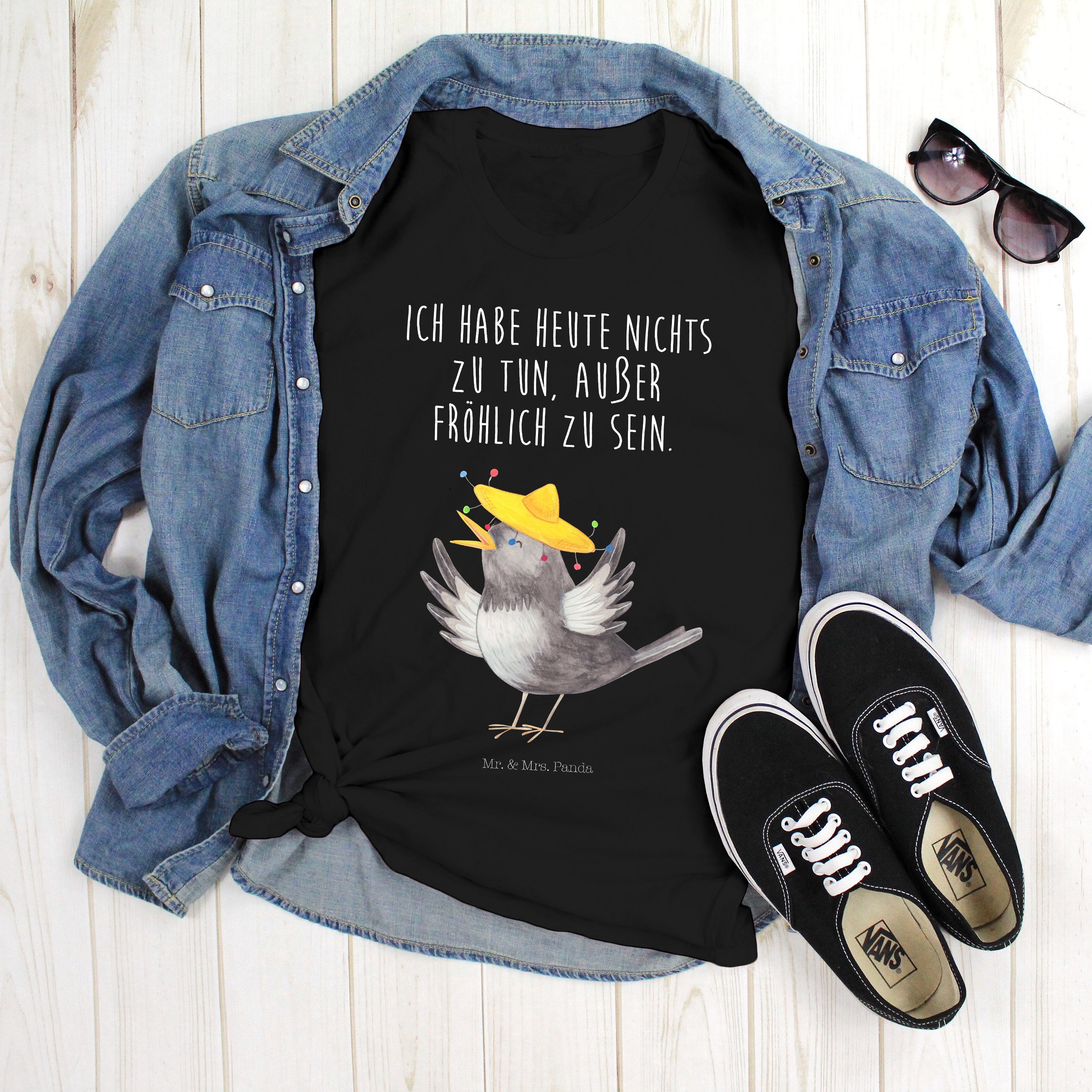 T-Shirt Rabe mit Sombrero - Schwarz - Shirt, T-Shirt (1-tlg)