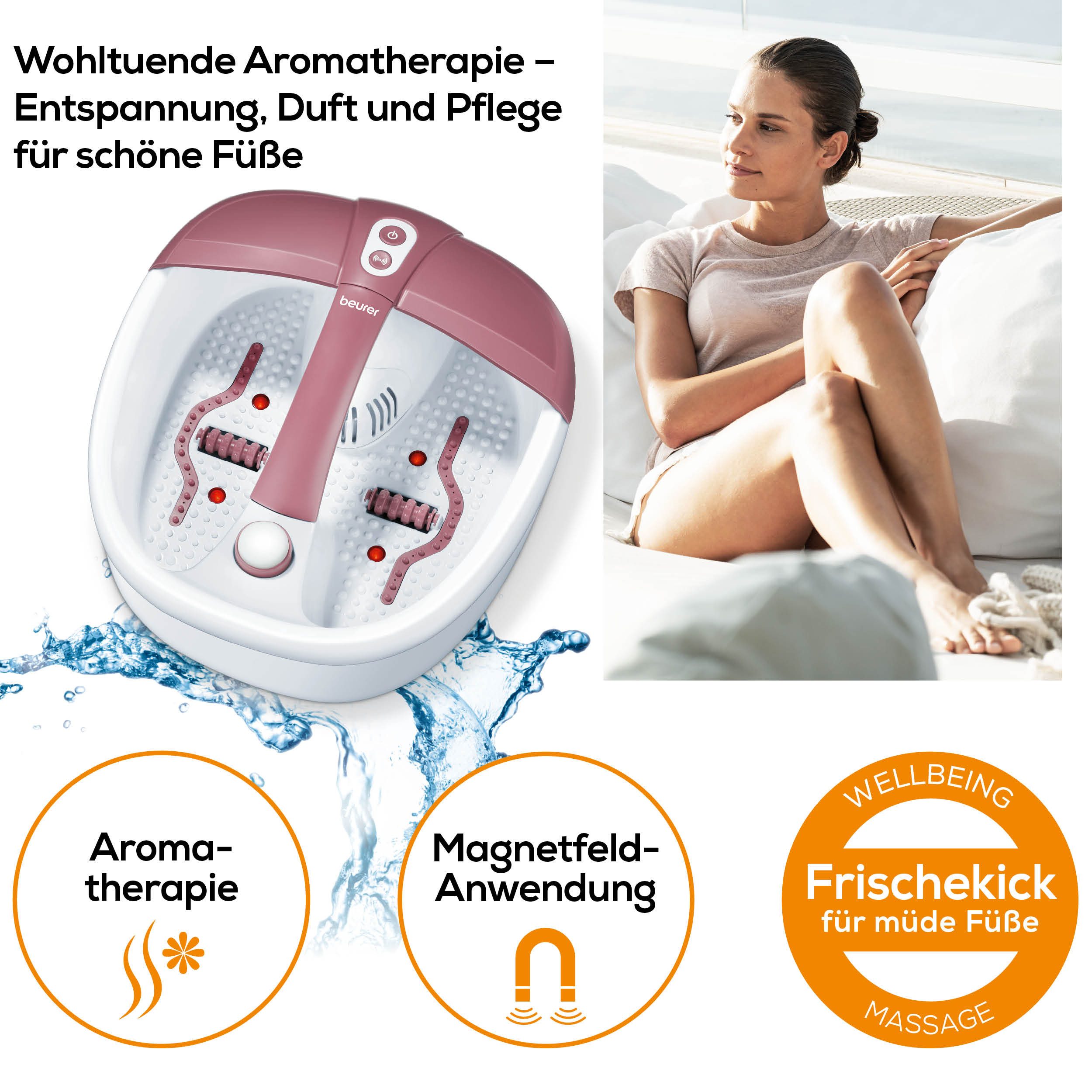 BEURER Fußbad FB 35 Fußsprudelwanne mit Aroma-Filter zur Verwendung mit Badezusätzen, Mit Vibrations- und Sprudelmassage und Wassertemperierung