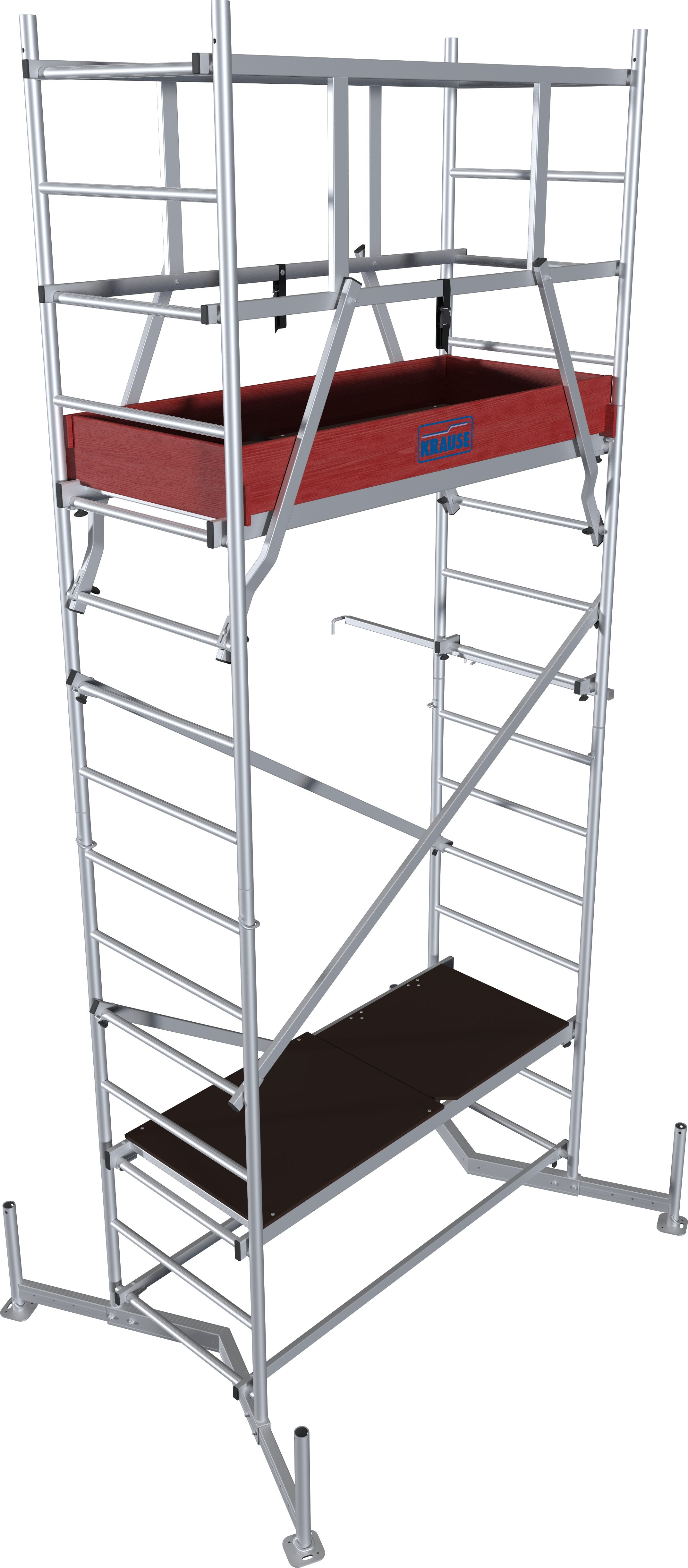 KRAUSE Arbeitsgerüst ClimTec System, (Set), Komplettgerüst, inkl. 1 Aufstockung, Arbeitshöhe: 5 Meter