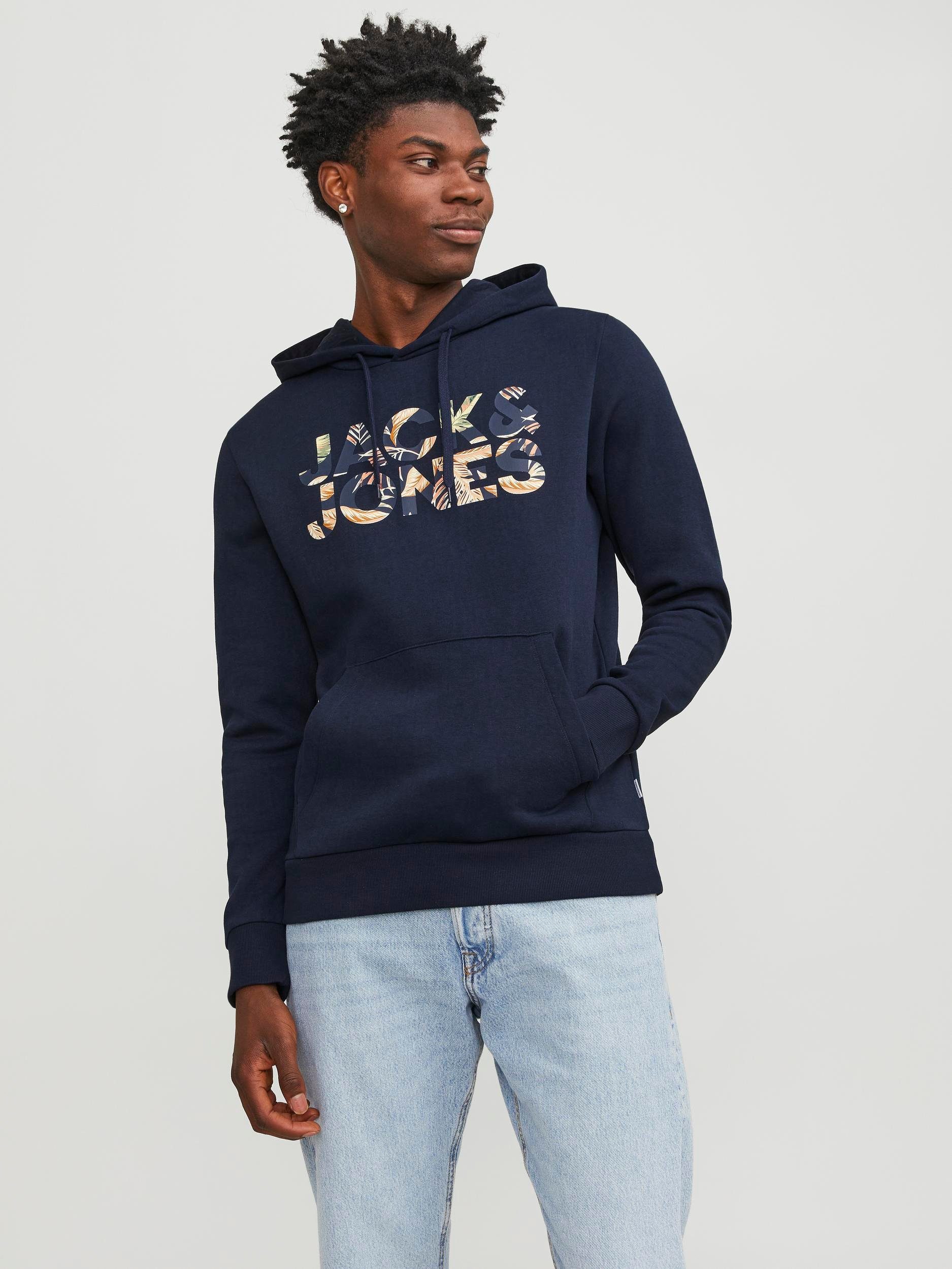 Jones JJEJEFF SWEAT Blazer HOOD Navy LN CORP Kapuzensweatshirt & LOGO Jack