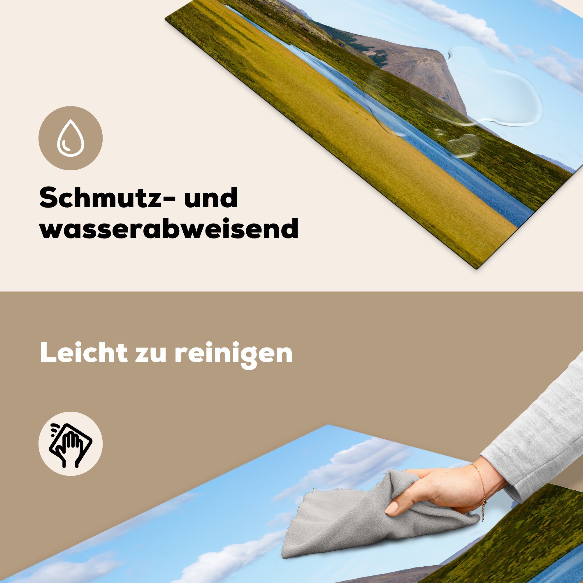 Ceranfeldabdeckung Vinyl, Induktionskochfeld MuchoWow Herdblende-/Abdeckplatte die cm, Vulkanische Landschaft Schutz küche, in tlg), für 81x52 Island, (1