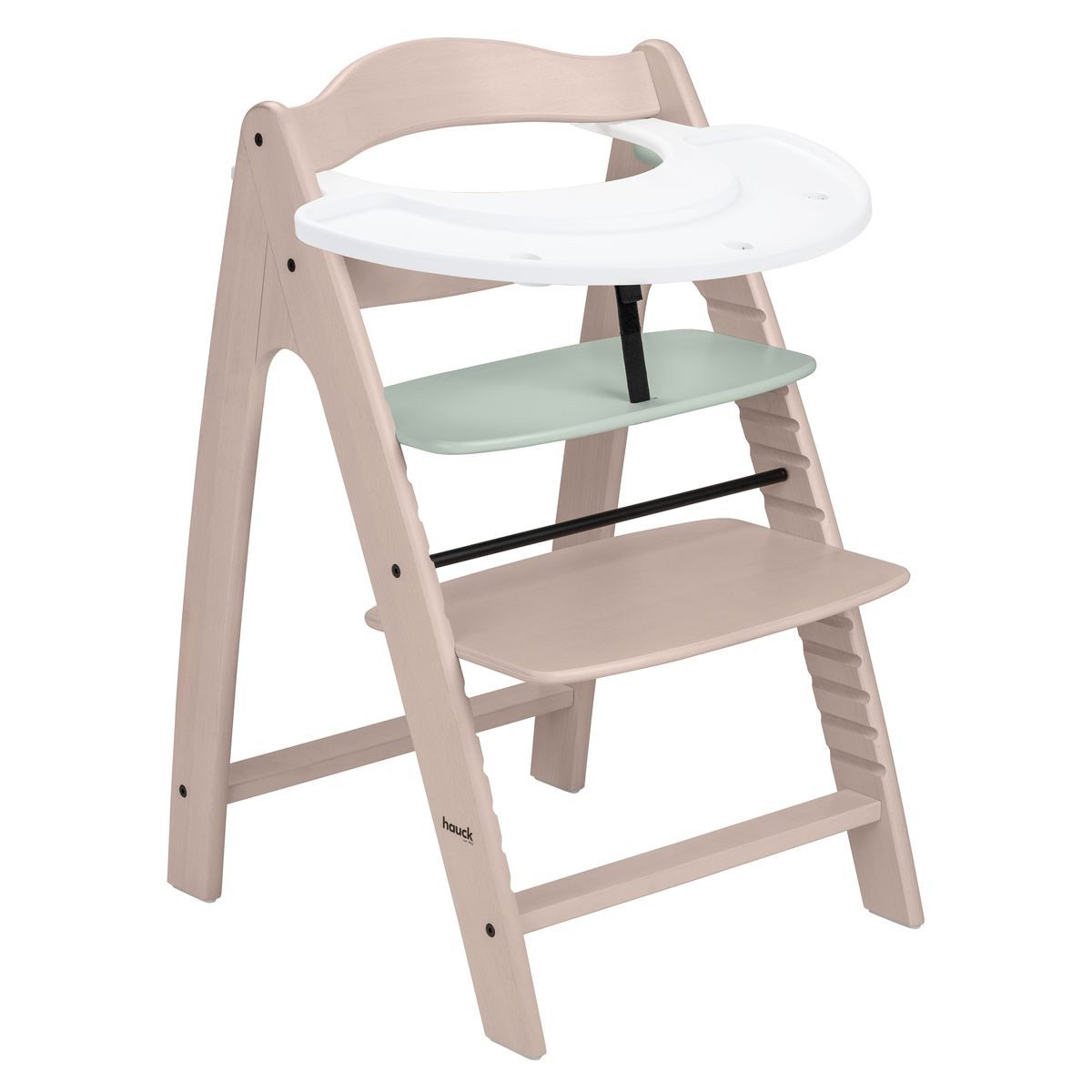Hauck Hochstuhl Arketa - Beech Whitewashed Mint, Mitwachsender Holz Kinderhochstuhl mit Spielbrett (ohne Spielaufsatz)