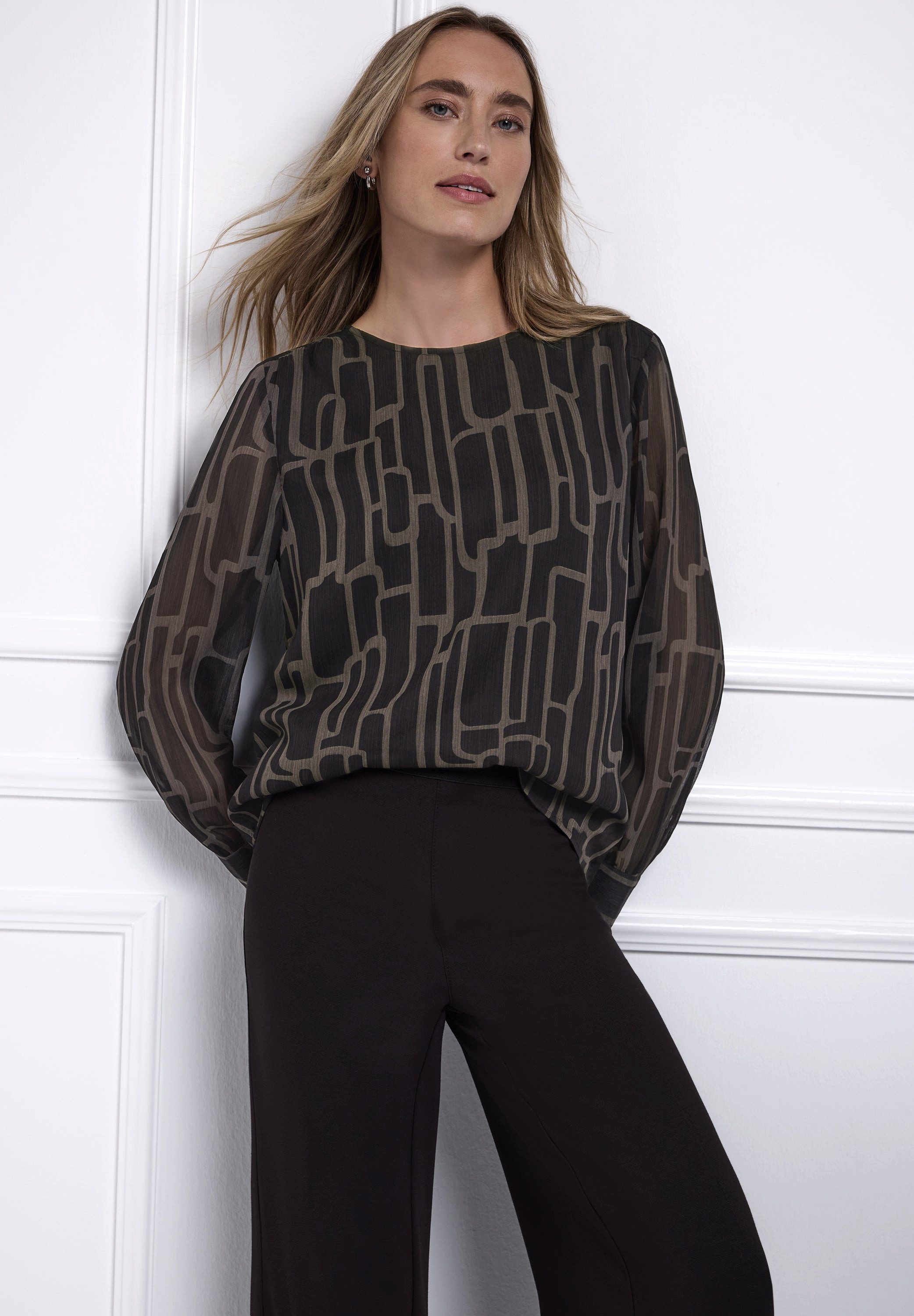 STREET ONE Blusenshirt Gemusterte Chiffon Bluse (1-tlg) günstig online kaufen