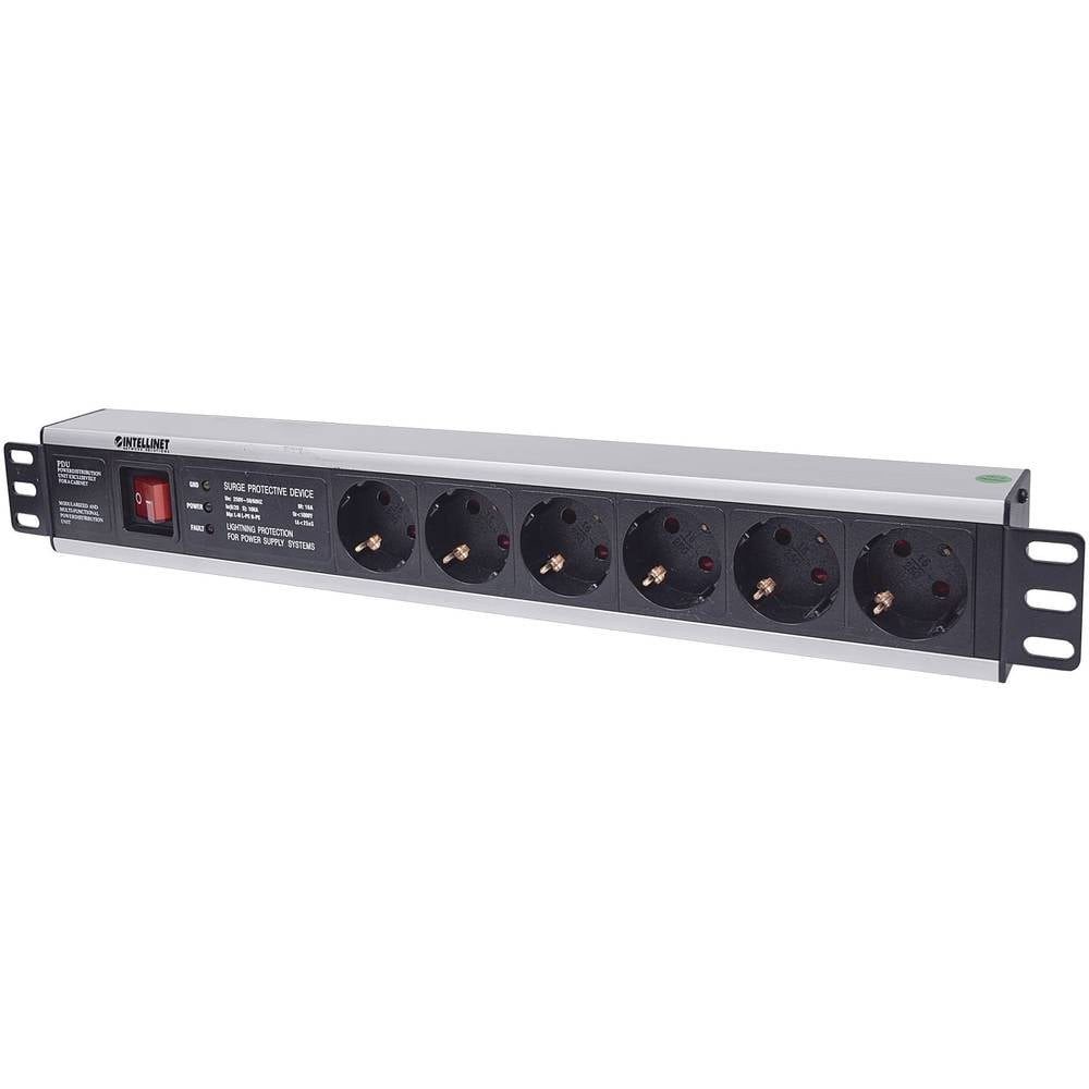 Netzwerkschrank 19″ 6-fach Steckdosenleiste, Schutzkontaktstecker