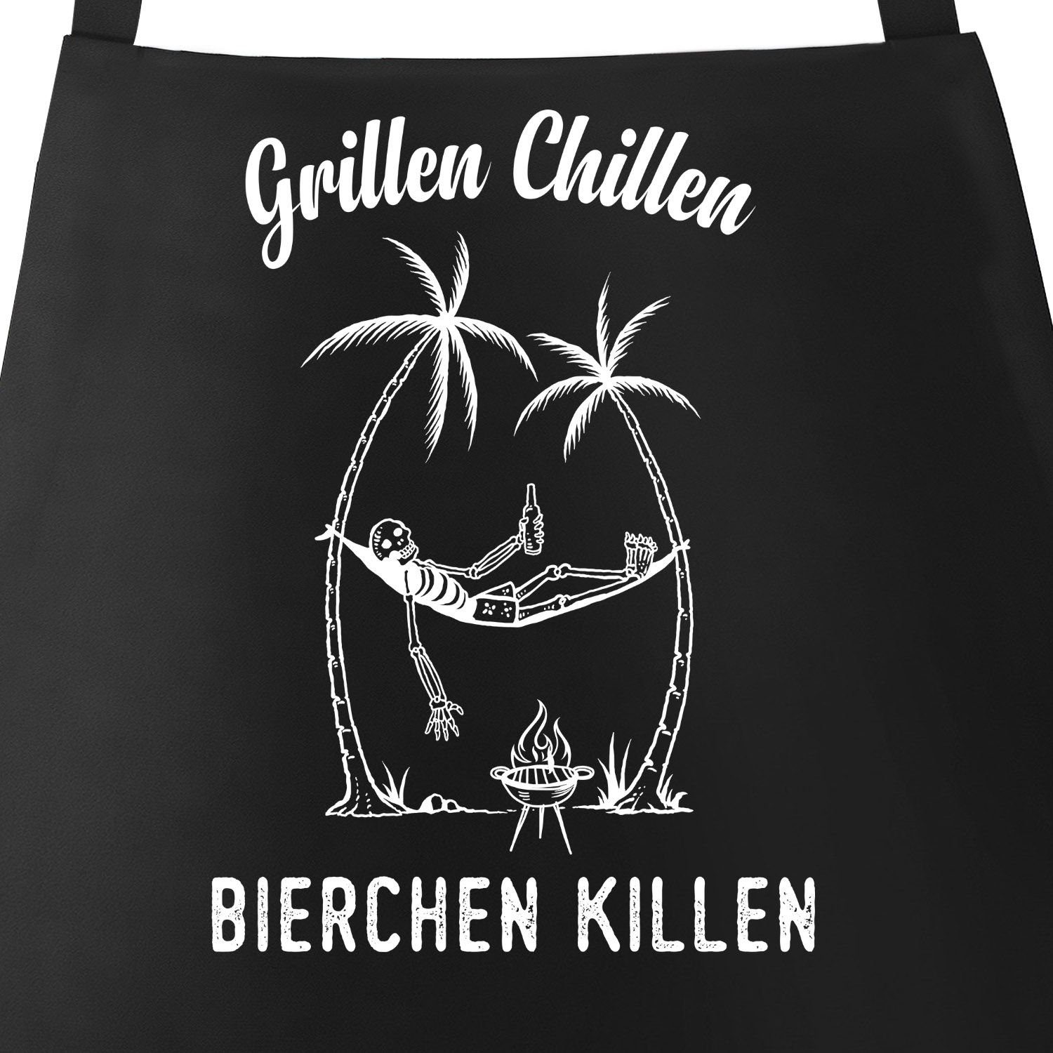 MoonWorks Grillschürze Grill-Schürze für Männer mit Spruch Grillen Chillen Bierchen Killen Spruch lustig Baumwoll-Schürze Küchenschürze Moonworks®, mit kreativem Aufdruck