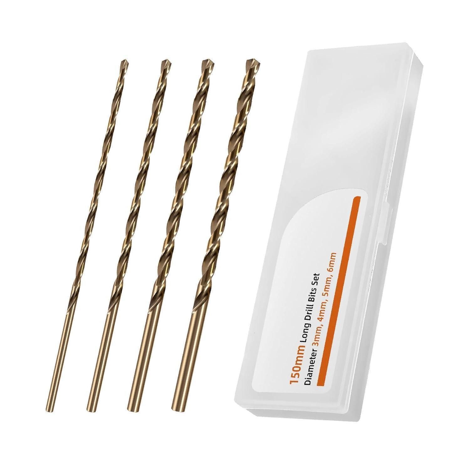 LuxusKollektion Bohrersatz Bohrer 3mm 4mm 5mm 6mm HSS Kobalt 150mm, 4PCS(3mm, 4mm, 5mm, 6mm)