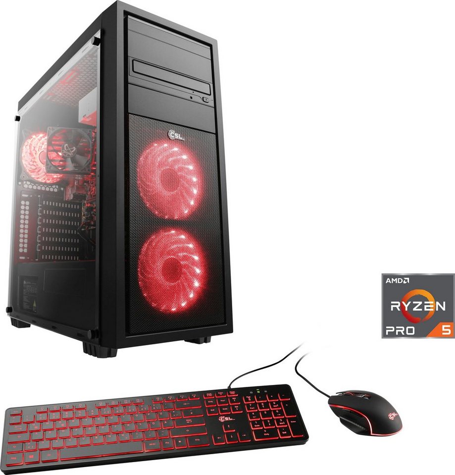 CSL Sprint V28316 Gaming-PC (AMD Ryzen 5 PRO 4650G, AMD Radeon Graphics, 32  GB RAM, 1000 GB SSD, Luftkühlung)