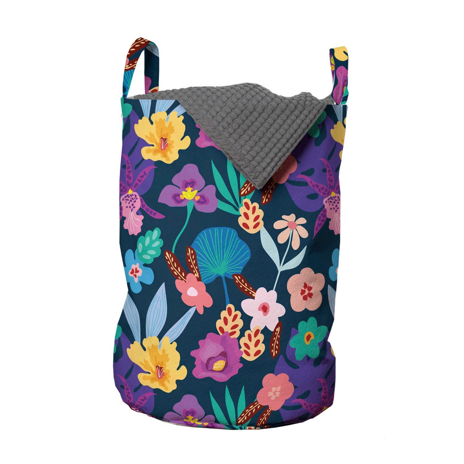 Abakuhaus Wäschesäckchen Wäschekorb mit Griffen Kordelzugverschluss für Waschsalons, Blumen Tropic Szene Endemic Blumen