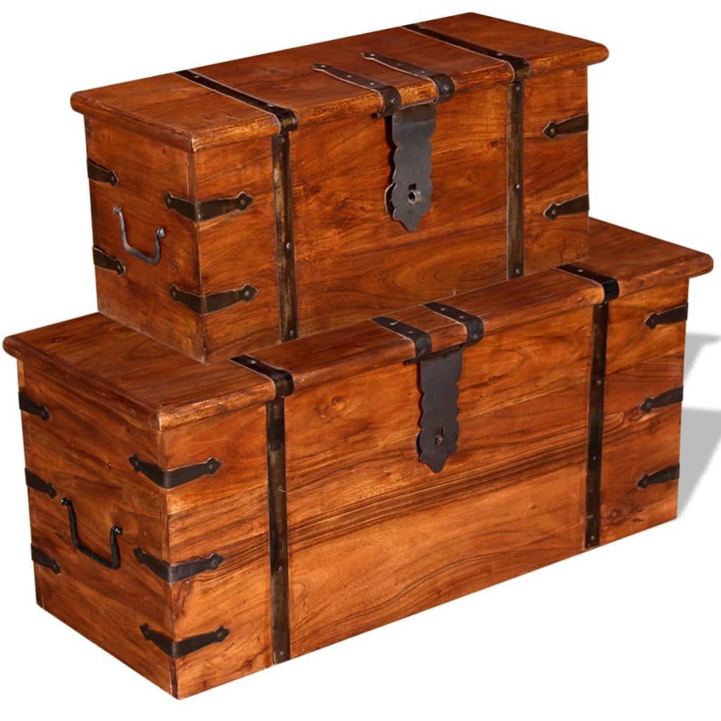vidaXL Aufbewahrungsbox 2-tlg. Truhen Set Massivholz günstig online kaufen