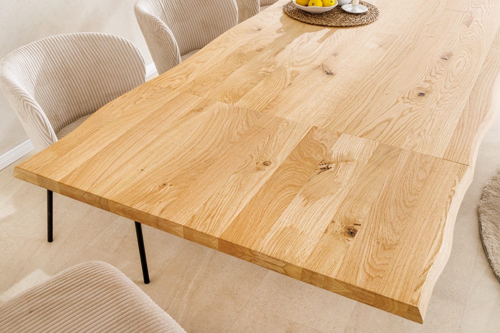 riess-ambiente Ansteckplatte WILD OAK 50cm natur - Wildeiche-Massivholz, geölt, mit Baumkante, Set, 2St., Verlängerungsplatten für Esstische – ideal für den Esstisch WILD