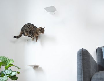 LucyBalu Katzen-Kletterwand Katzentreppe, Katzen Kletterwand, Katzenleiter, Katzenstufen, 3er Set, Pulverbeschichtetes Stahlblech mit Korkauflagen