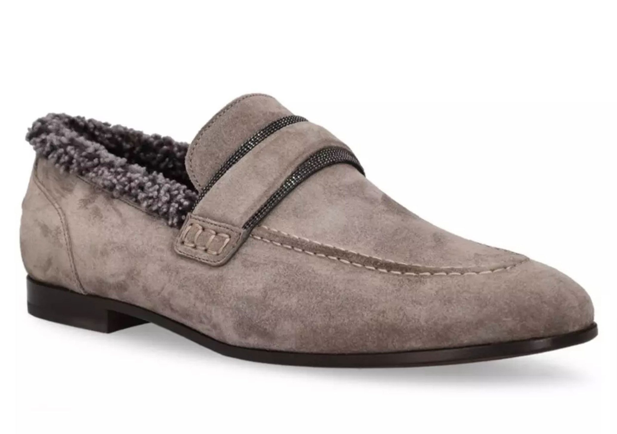 BRUNELLO CUCINELLI Wildleder Slippers Mokassins Loafer 100% Kalbsleder, anglebig, hochwertig und perfekt