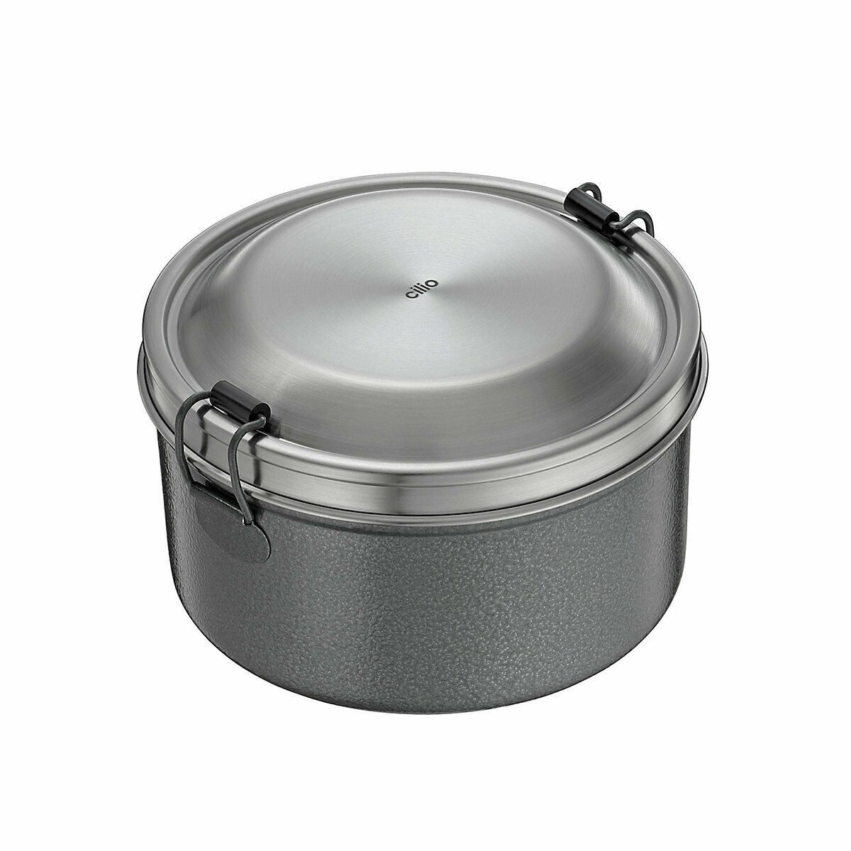 Küchenprofi Salatbox Cilio Lunchbox Monte Edelstahl 700 ml anthrazit Dose Silikondeckel, 100% Edelstahl, (Lunchbox), Separater Einsatz