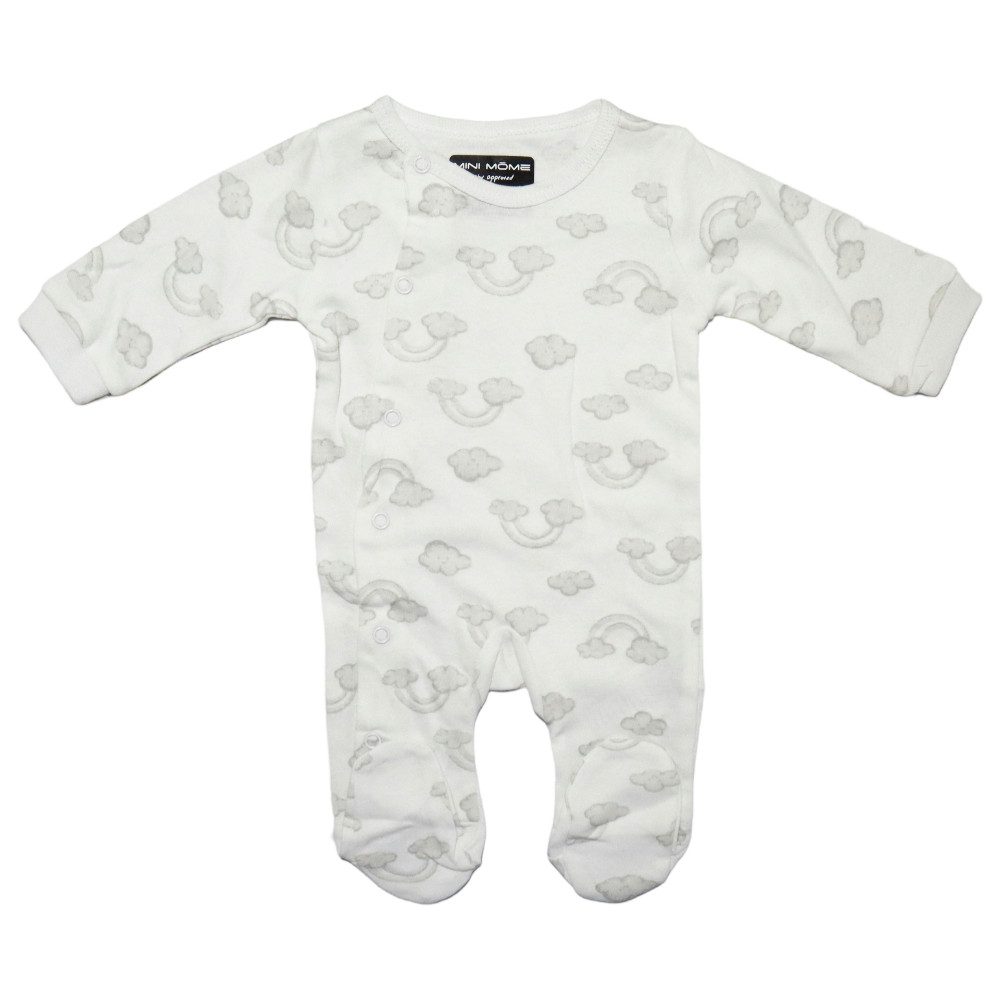 EplusM Strampler Wölkchen Baby 4 tlg Set Body Strampler Lätzchen Mütze (4-tlg) Gr. 56 bis 74 Baumwolle