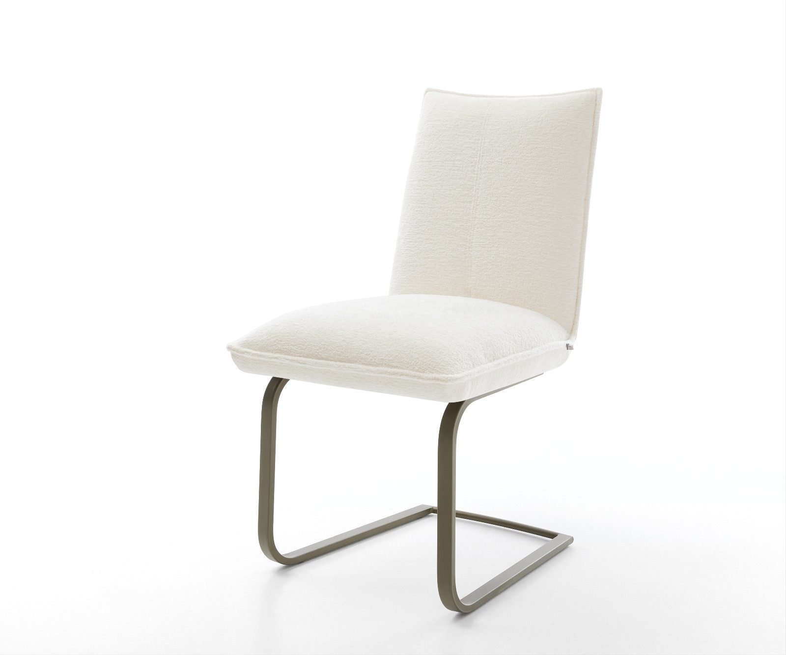 DELIFE Polsterstuhl Lelio-Flex, Freischwinger flach Effektfinish Titan Bouclé Soft Beige Taschenfederk