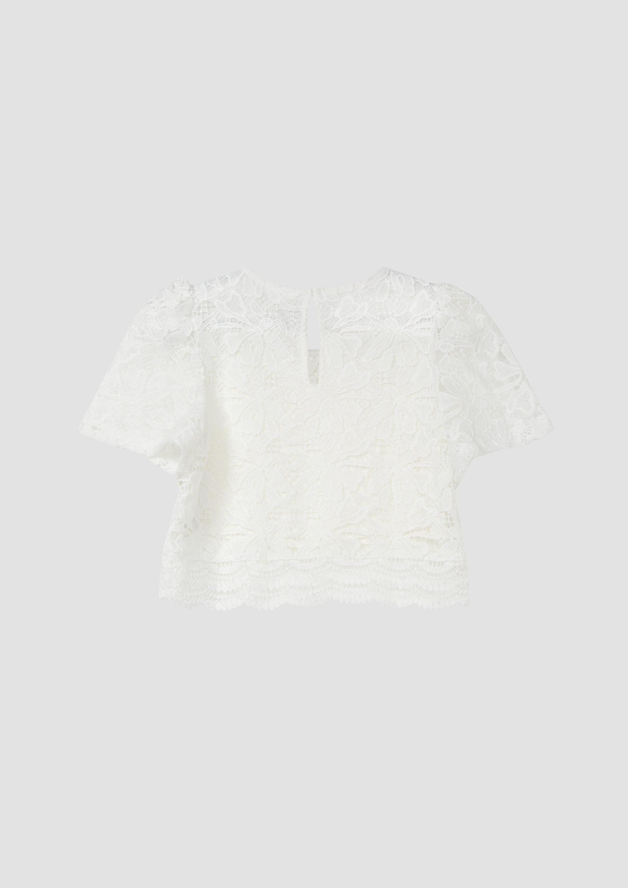 s.Oliver Kurzarmbluse Bluse Spitzenbluse im Boxy Fit