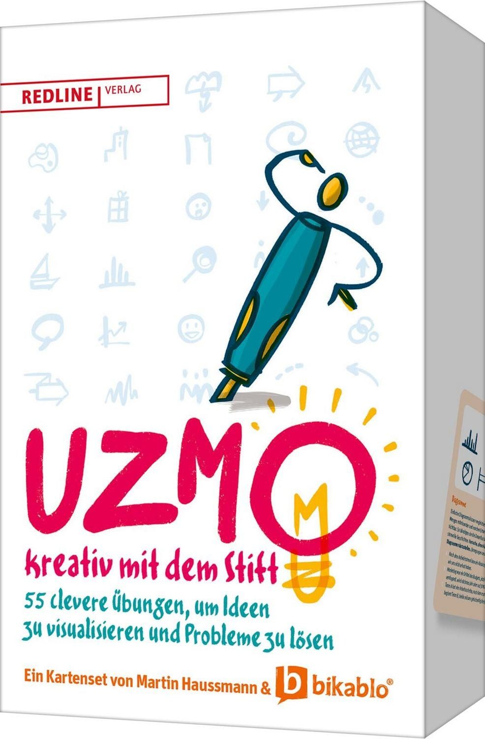 UZMO – Kreativ mit dem Stift 55 clevere Übungen, um Ideen zu visualisi / Martin Haussmann, 55 clevere Übungen, um Ideen zu visualisieren und Probleme zu lösen, Das praktische Kartenset für mehr Kreativität im Berufsalltag
