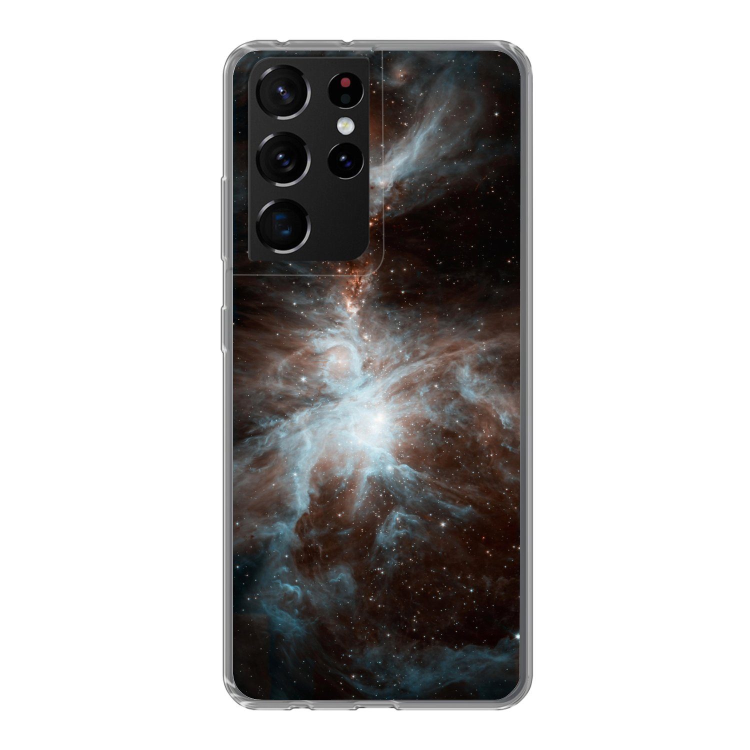 MuchoWow Handyhülle für Samsung Galaxy S21 Ultra Galaxie - Planet - Sterne, Phone Case, Silikon, Schutzhülle Dünn