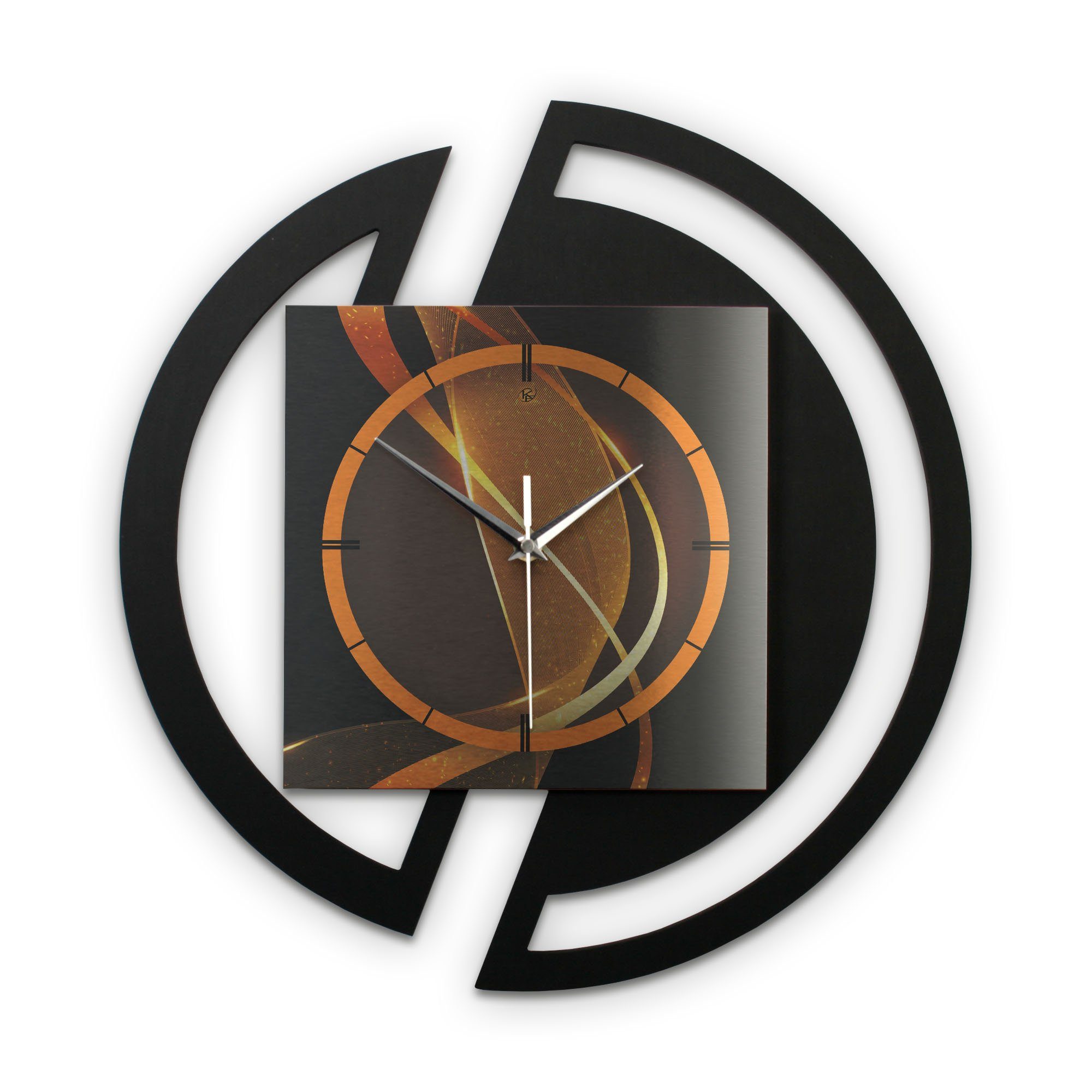 Kreative Feder Wanduhr Runde 3D Designer-Wanduhr „Dynamic“ in modernem Metallic-Look (ohne Ticken; Funk- oder Quarzuhrwerk; elegant, außergewöhnlich, modern)