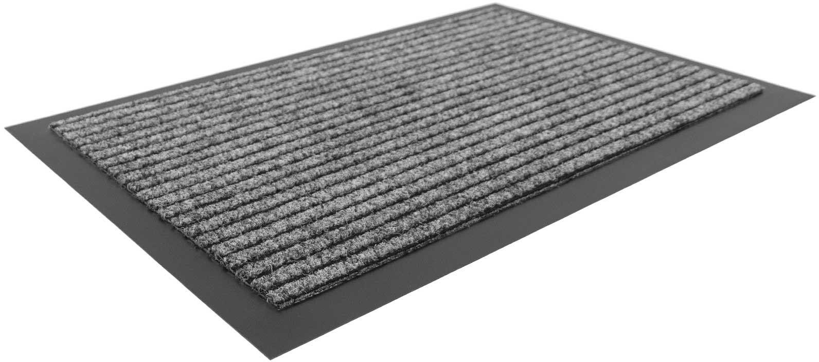 Fußmatte OSLO, Primaflor-Ideen in Textil, rechteckig, Höhe: 8 mm, Schmutzfangmatte, gestreift, meliert, rutschhemmend, waschbar hellgrau | Fußmatten