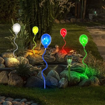 etc-shop LED Solarleuchte, LED-Leuchtmittel fest verbaut, Solarleuchte Stecklampe Solar Luftballon bunt Außen Solarlampe