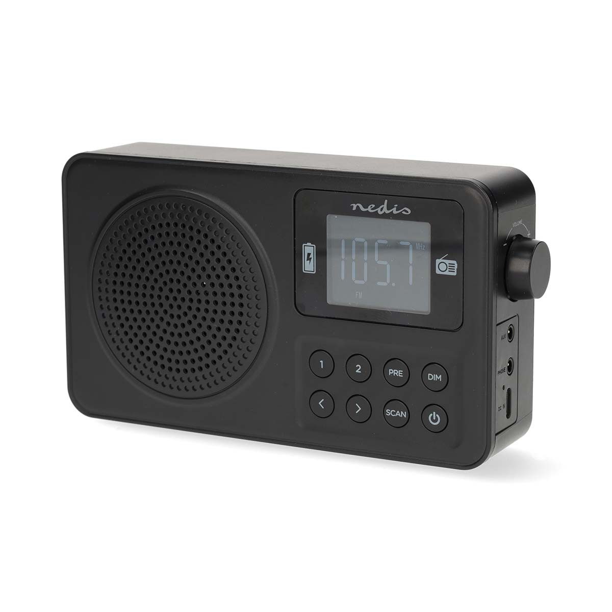 Nedis RDFM2225BK Radio (FM Radio, 2 W, Bluetooth, USB, FM-Radio mit 20 Sendern, für flexiblen Einsatz)