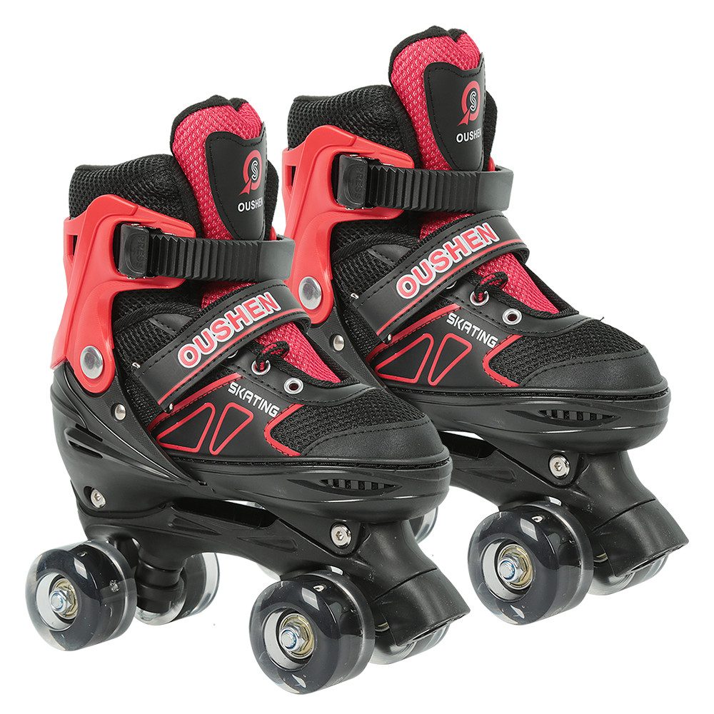 JEOBEST Rollschuhe Verstellbare Rollschuhe für Kinder, Atmungsaktiv Quad Skates, Für Mädchen und Jungen, Weihnachts Geschenke, Größen 27-37