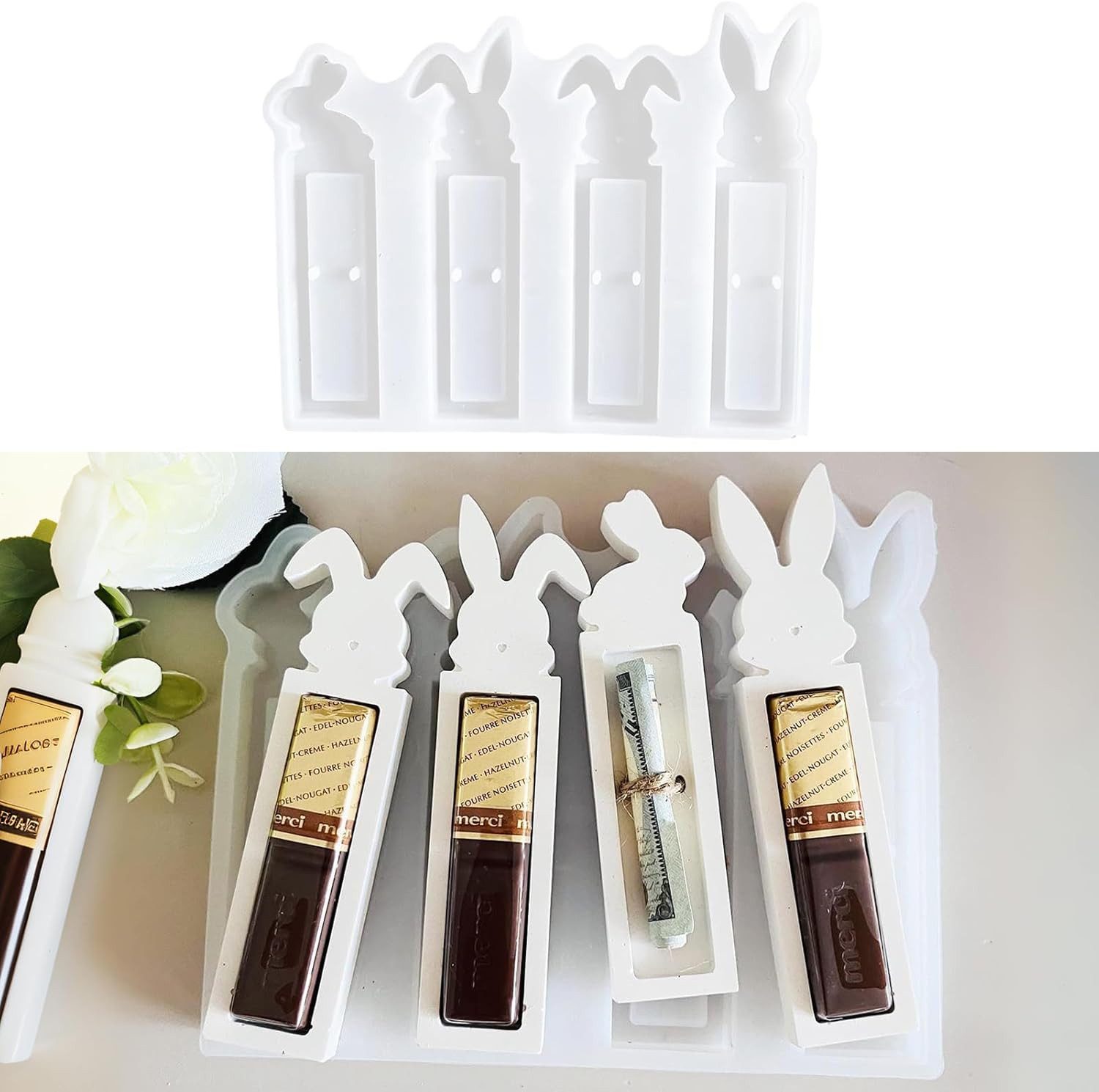 Modellierwerkzeug Ostern Hase Silikonform für Geldgeschenke,Schokoladenform Silikon