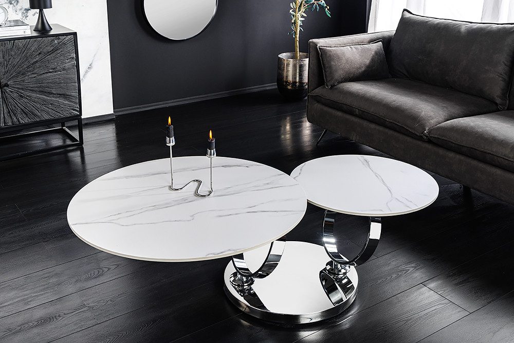 riess-ambiente Couchtisch DANCING RINGS weiß, weiß | chrom