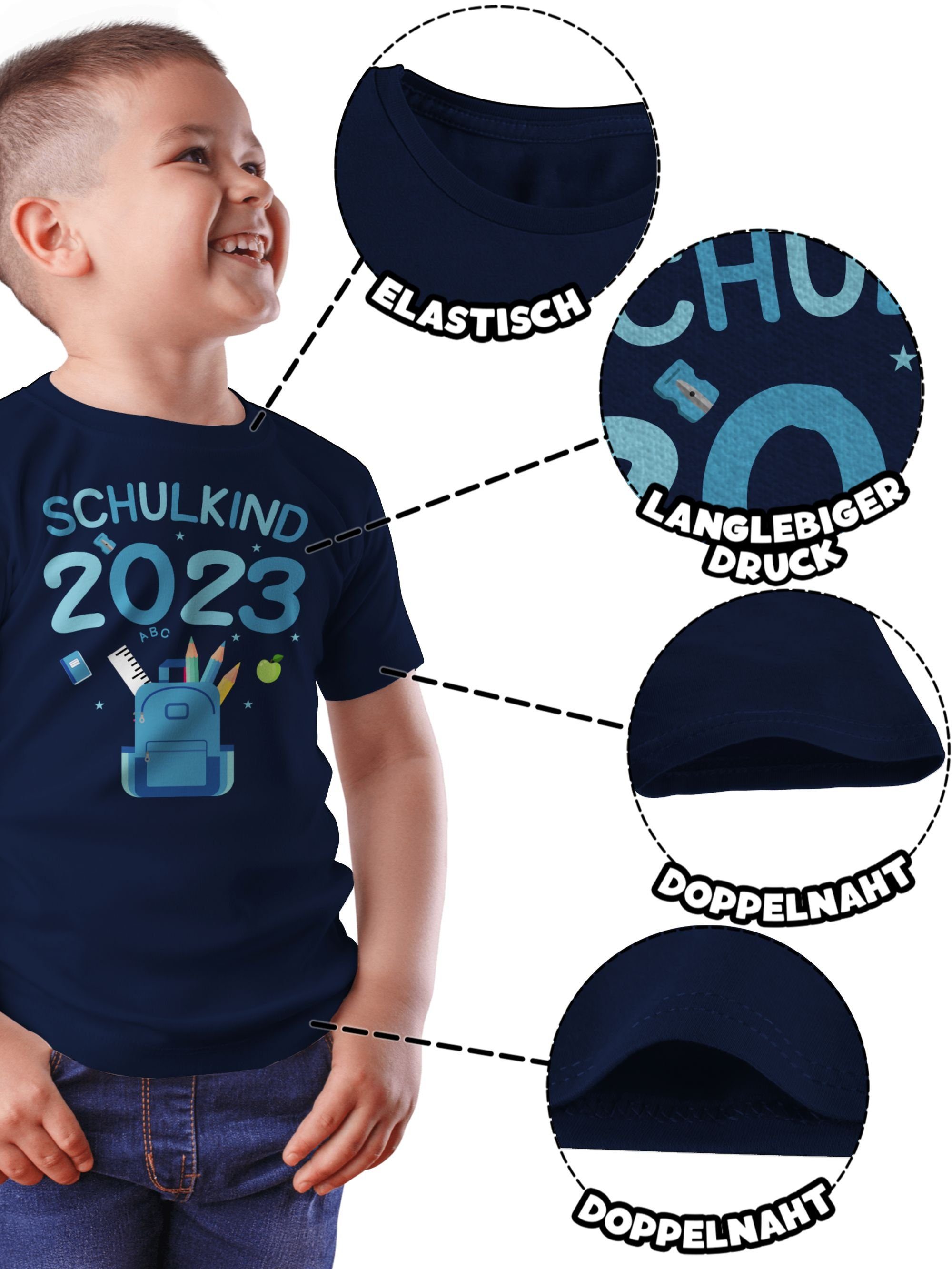 Junge Schulanfang Blau Schulkind Navy Shirtracer 2023 Geschenke Einschulung I 1 T-Shirt
