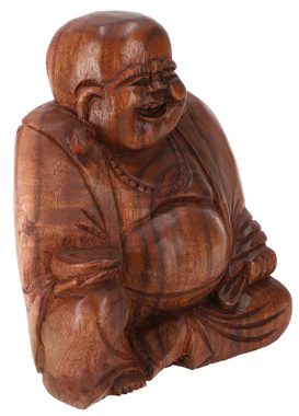 Guru-Shop Buddhafigur Lucky Holzbuddha Statue dunkel, 16 cm - Modell 3