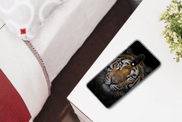 MuchoWow Handyhülle Tiger - Wildtiere - Porträt - Schwarz - Tiere, Phone Case, Handyhülle OnePlus 7, Silikon, Schutzhülle
