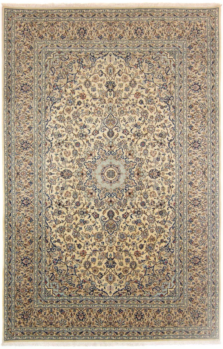 Wollteppich Keshan Medaillon Beige chiaro 358 x 250 cm, morgenland, rechteckig, Höhe: 10 mm, Unikat mit Zertifikat