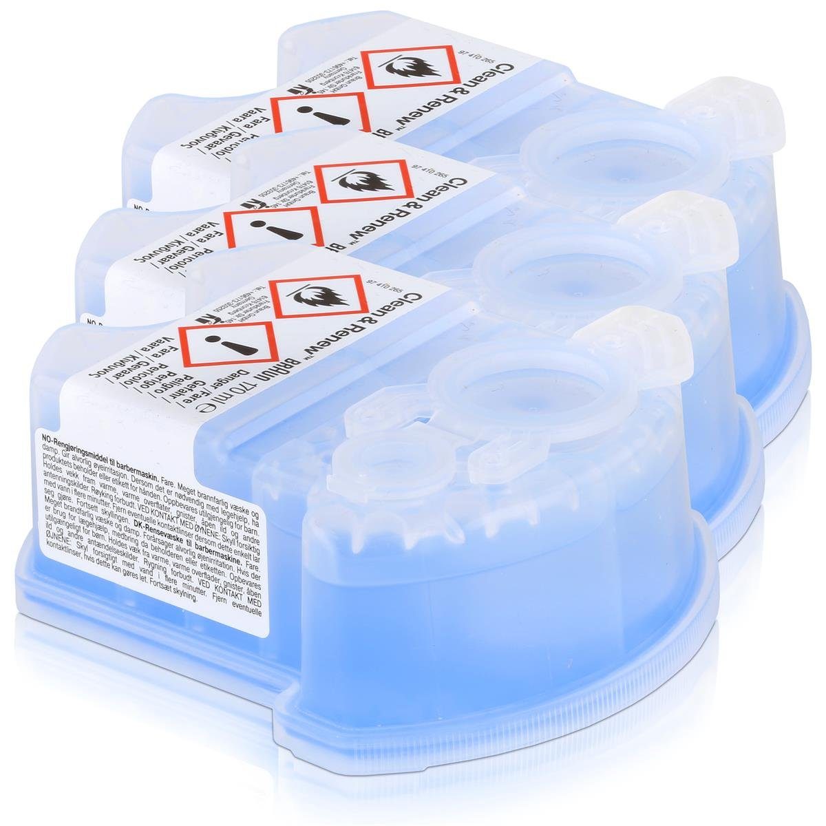 Braun 3x Braun Series Ersatzkartuschen mit Reinigungsflüssigkeit (170ml) Elektrorasierer Reinigungslösung