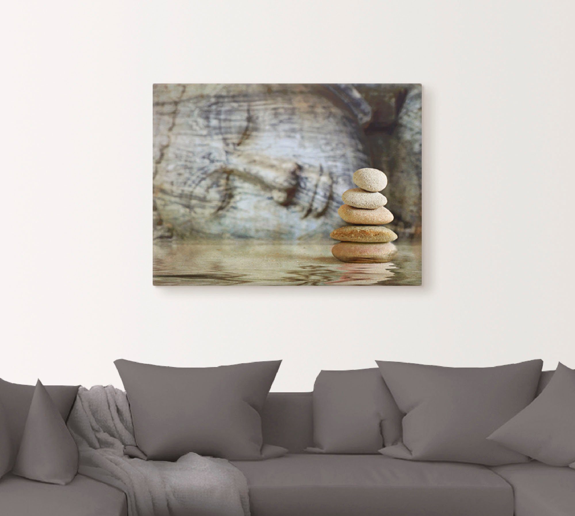 Artland Leinwandbild Wassertempel, Zen (1 St), auf Holzrahmen gespannt